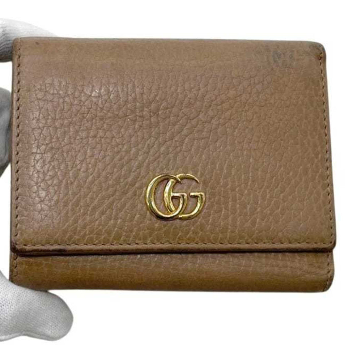 Gucci Beige Leather Wallet (Tri-Fold) (Pre-Owned)