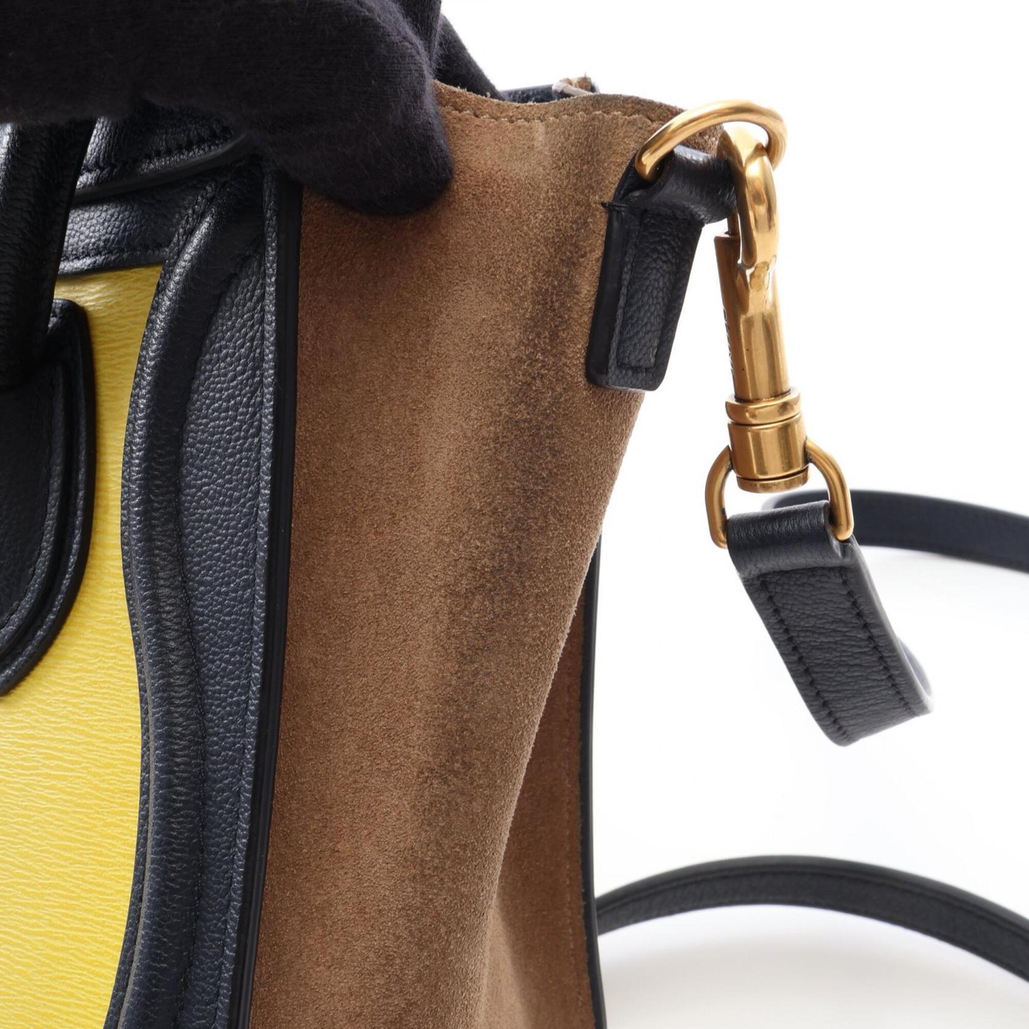 Celine Gray Navy Yellow Leather Handbag (Pre-Owned)