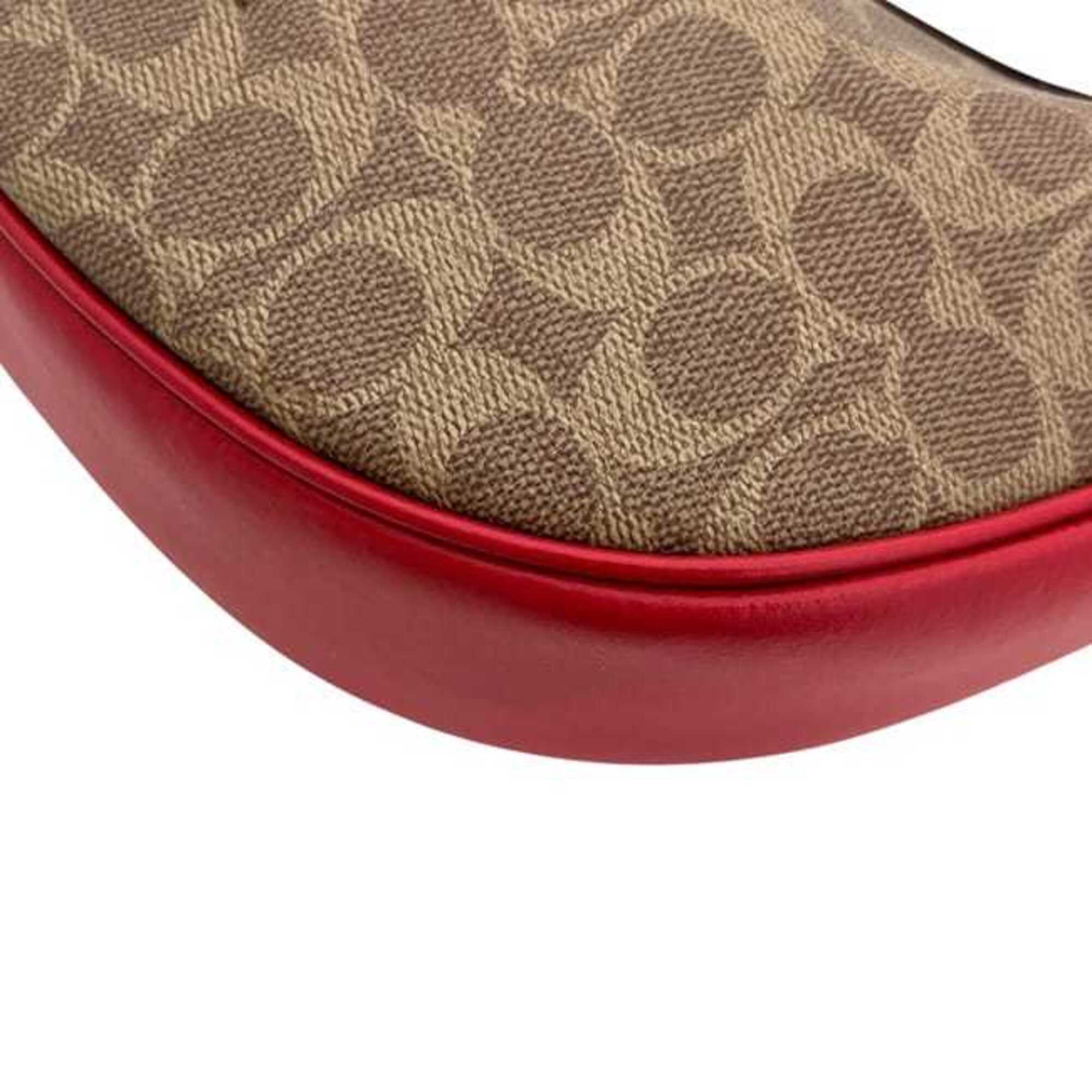 Coach Beige Red Color Pvc Leather Shoulder Bag (Pre-Owned)