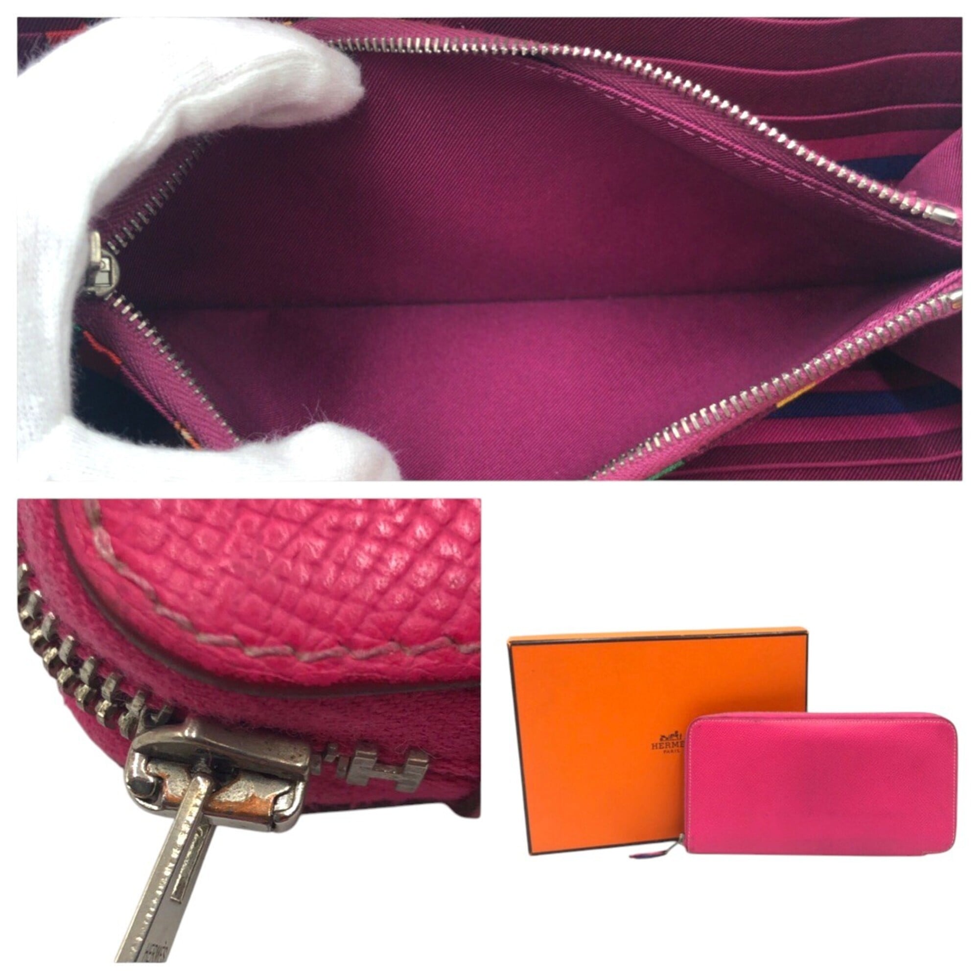 Hermes Pink Rose Tyrien Epsom Leather Long Wallet (Bi-Fold) (Pre-Owned)