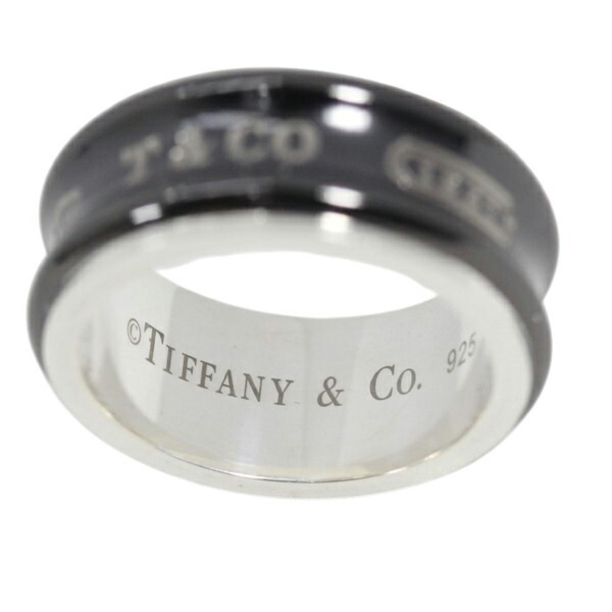 Tiffany Black Silver 925 Titanium Band Ring (Pre-Owned)