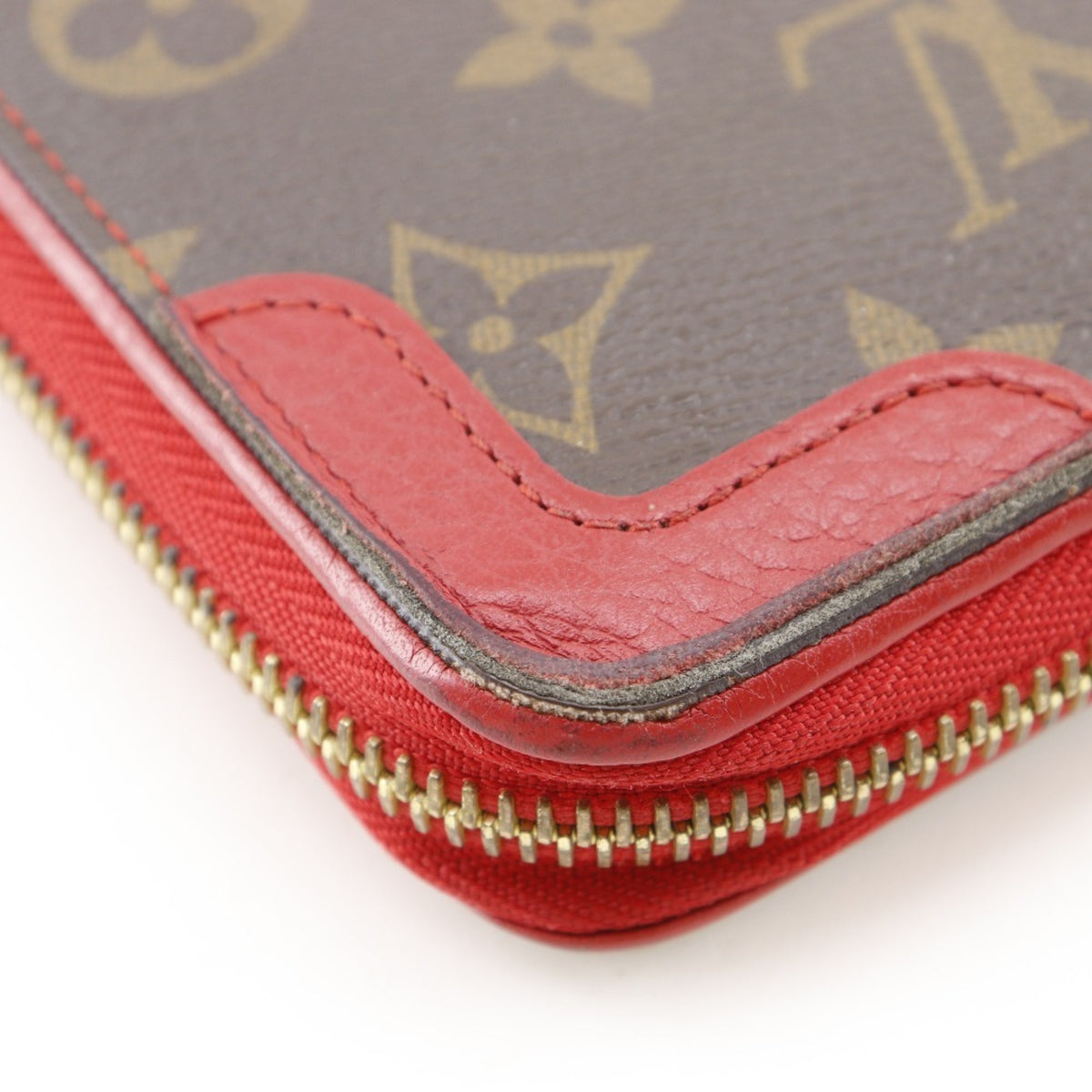 Louis Vuitton Brown Cerise Red Color Monogram Canvas Long Wallet (Bi-Fold) (Pre-Owned)