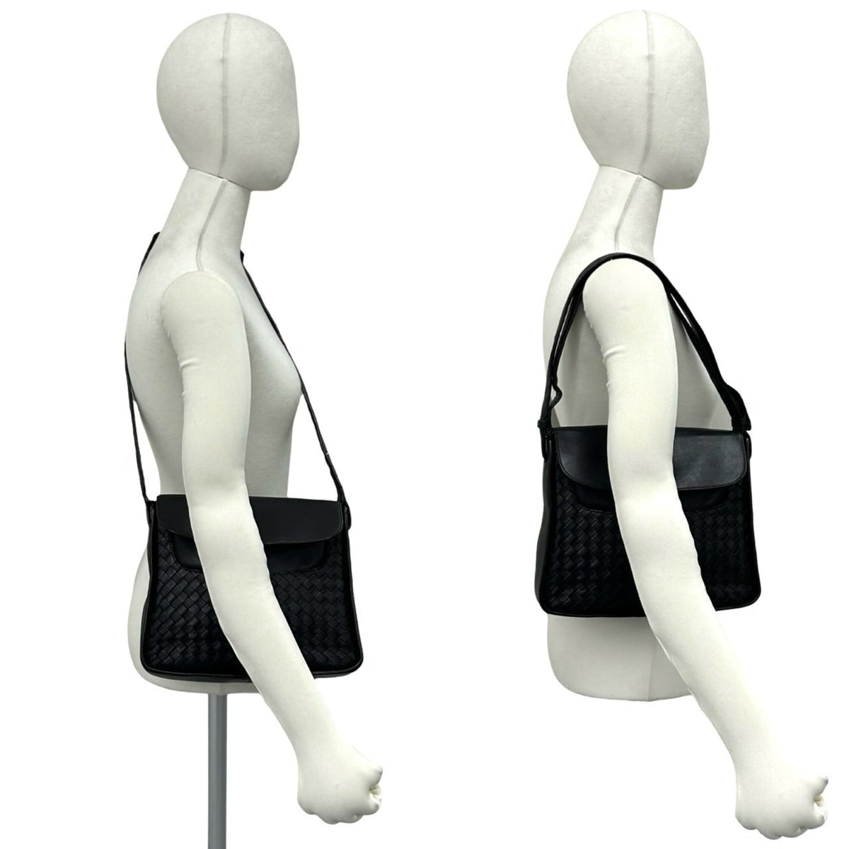 Bottega Veneta Black Leather Handbag Shoulder Bag (Pre-Owned)