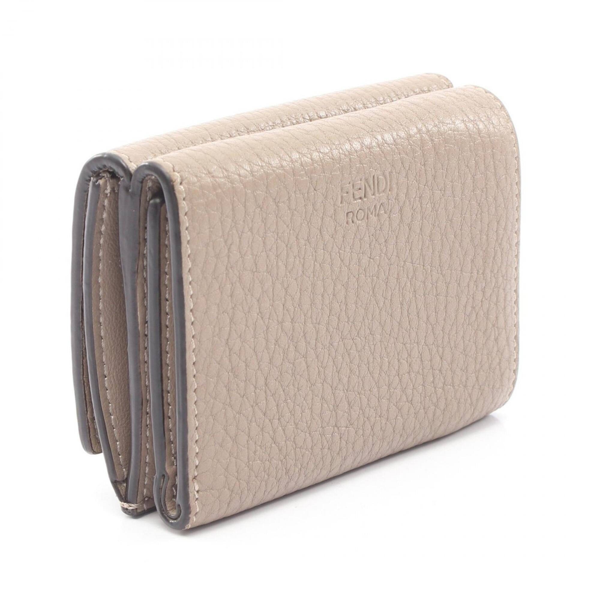 Fendi Beige Leather Wallet (Tri-Fold) (Pre-Owned)