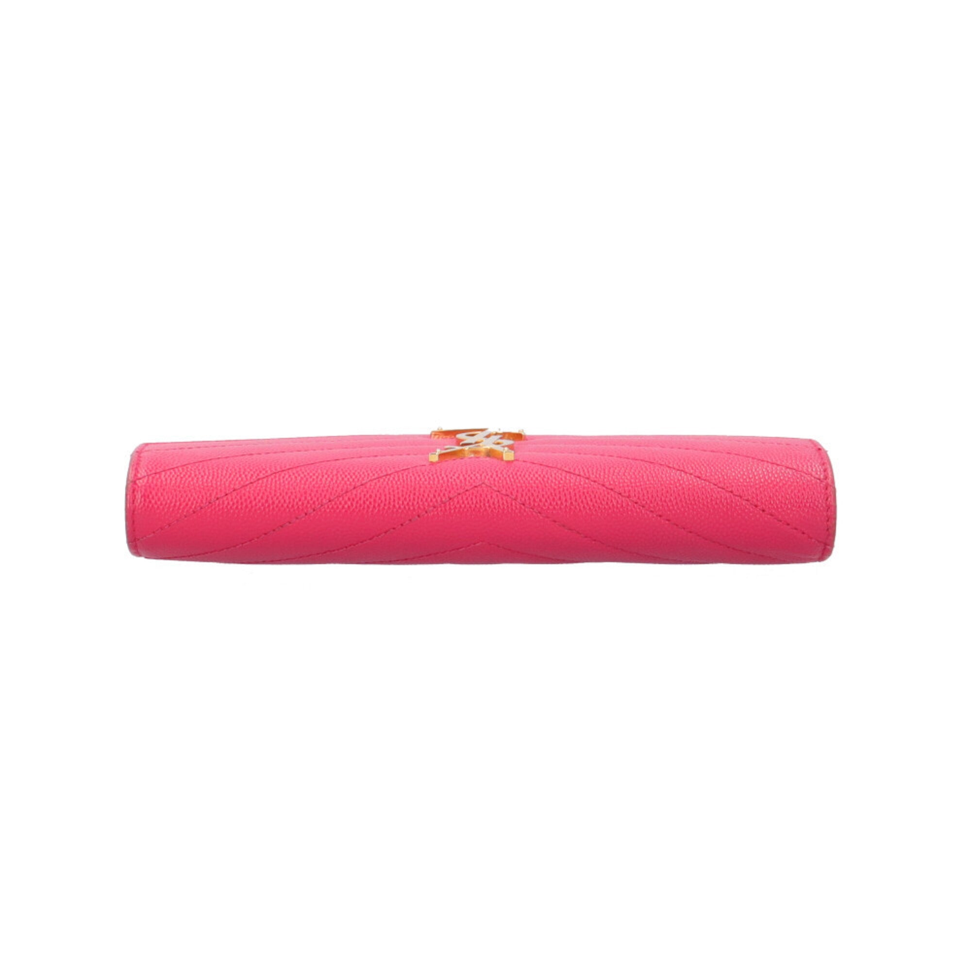 Saint Laurent Pink Leather Long Wallet (Bi-Fold) (Pre-Owned)