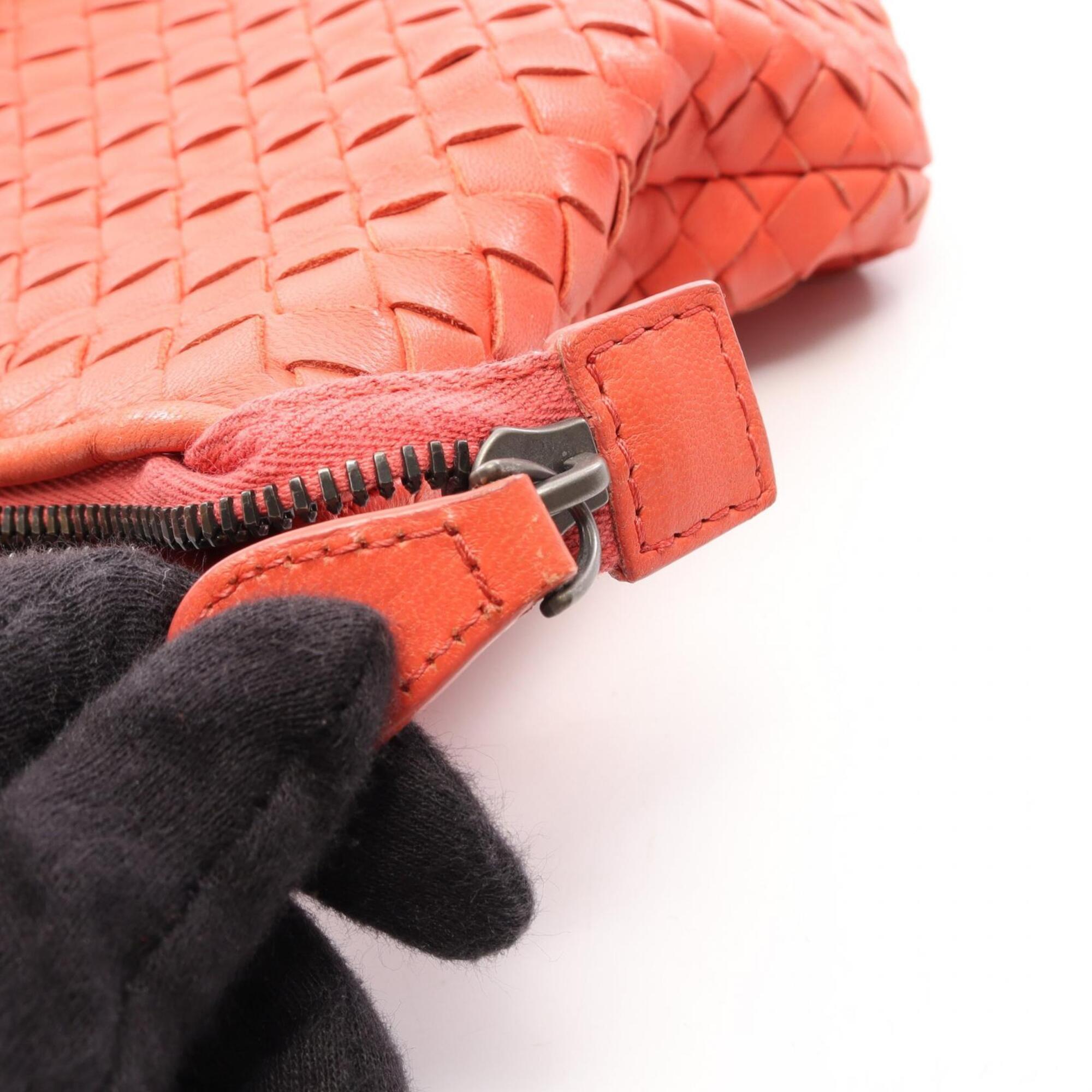 Bottega Veneta Orange Intrecciato Handbag Tote Bag (Pre-Owned)