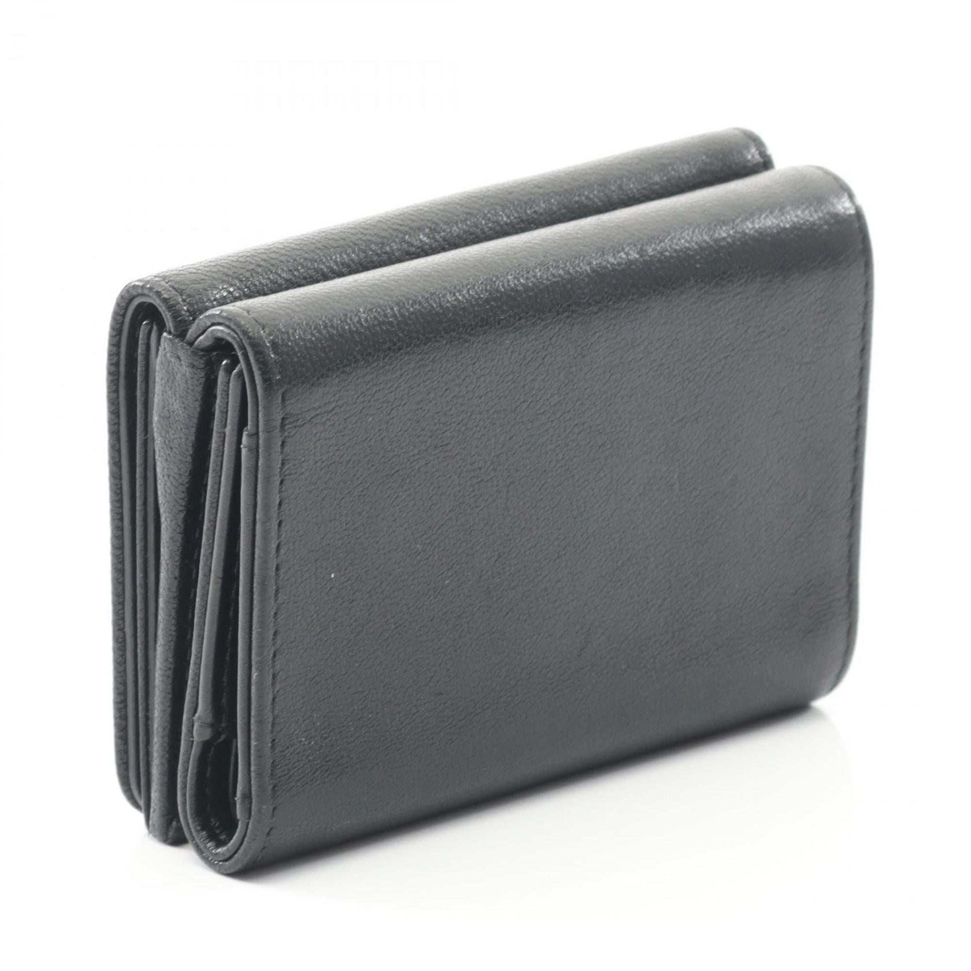 Chanel Black Leather Wallet (Tri-Fold) (Pre-Owned)