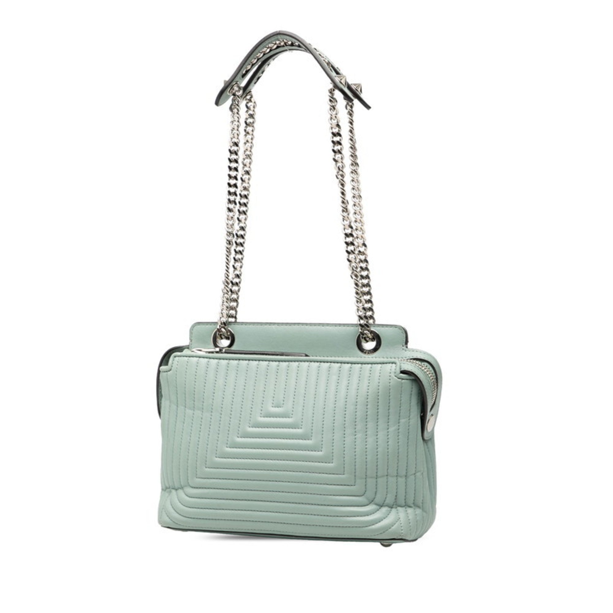 Fendi Light Blue Leather Shoulder Bag (Pre-Owned)