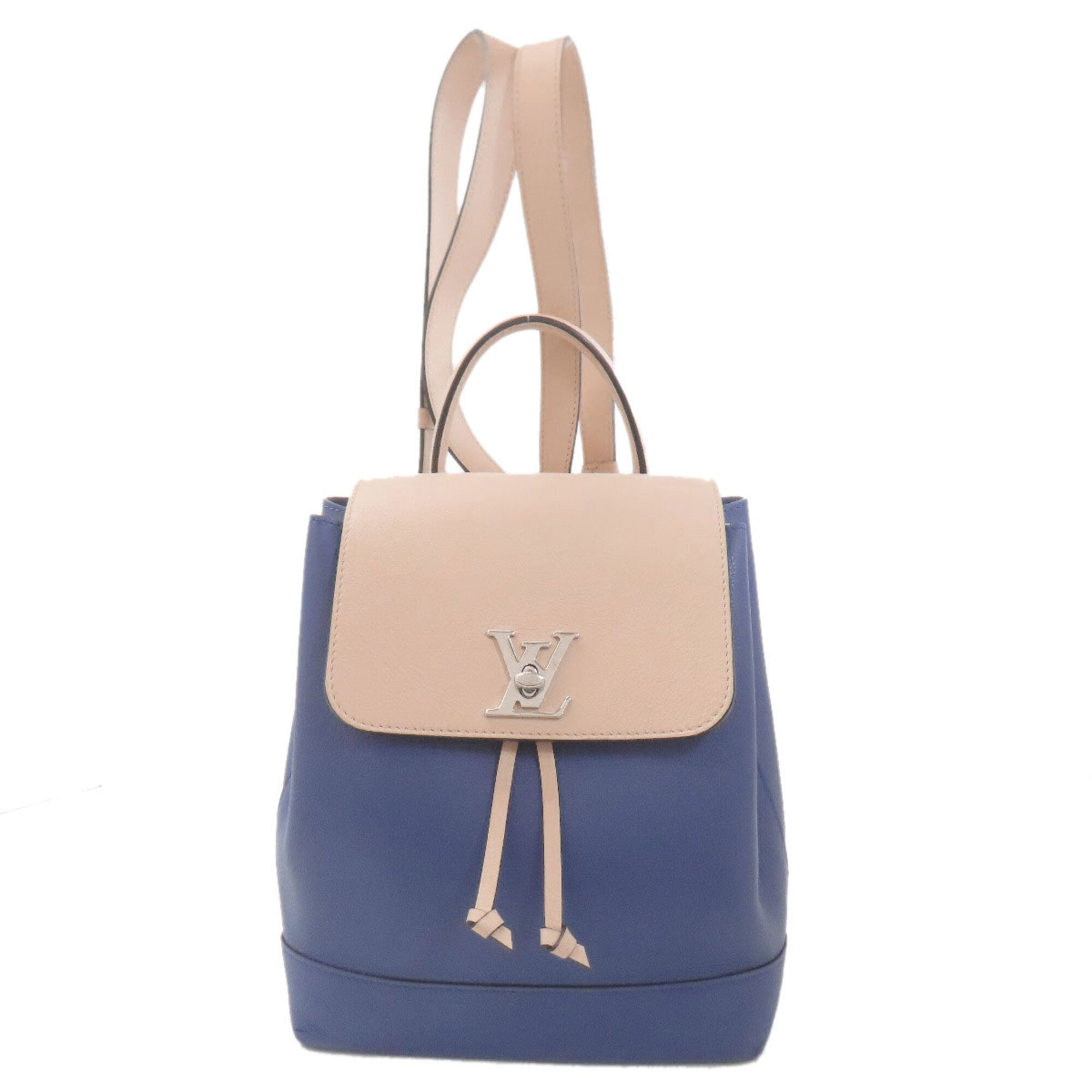 Louis Vuitton Beige Blue Leather Backpack (Pre-Owned)