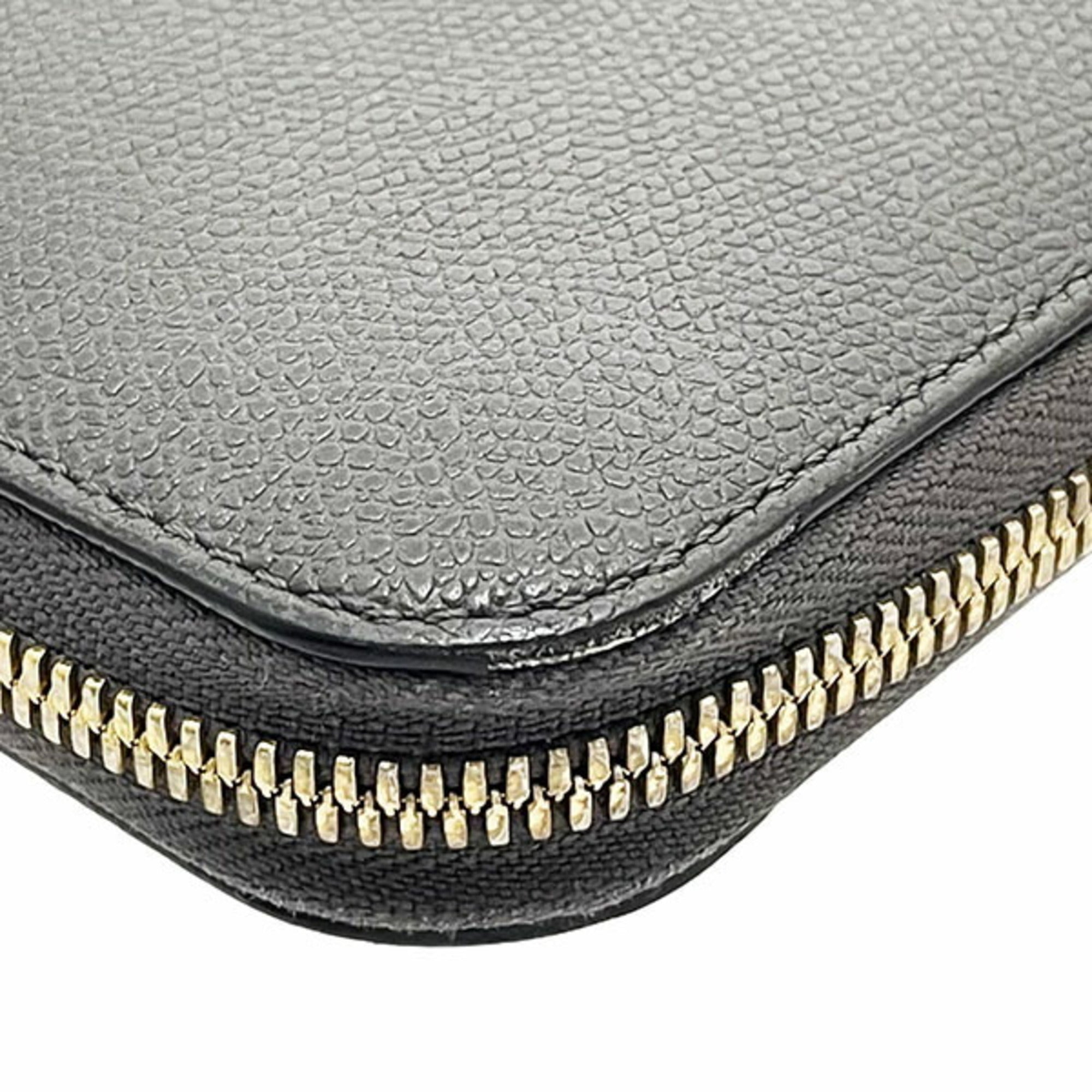 Valextra Charcoal Gray Leather Coin Purse/Coin Case (Pre-Owned)