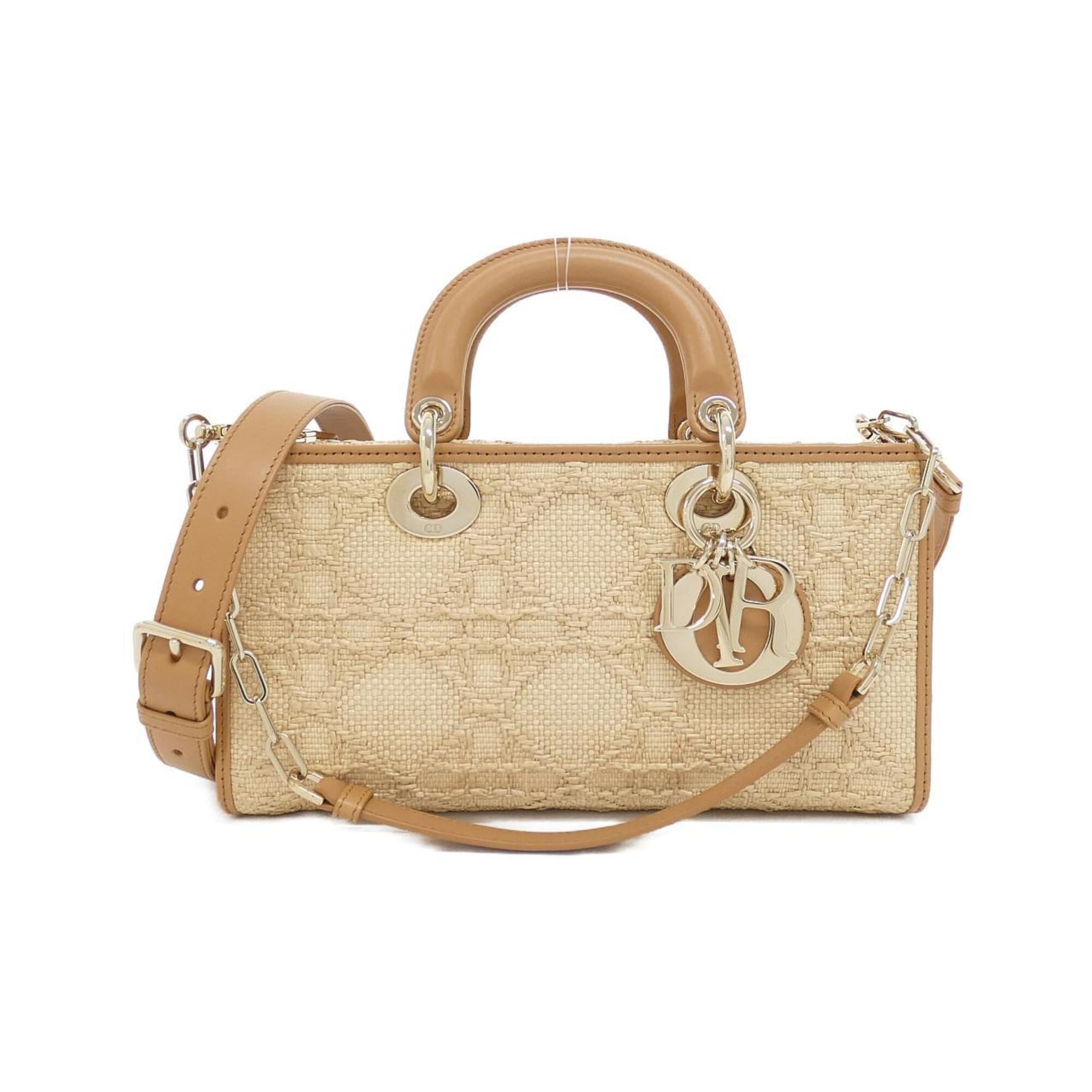 Christian Dior Beige Raffia Leather Handbag (Pre-Owned)