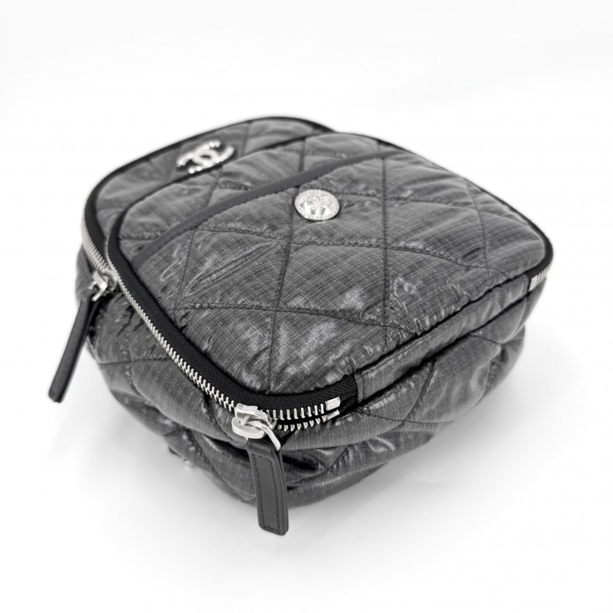 Chanel Matelasse Gray Nylon Backpack (Pre-Owned)