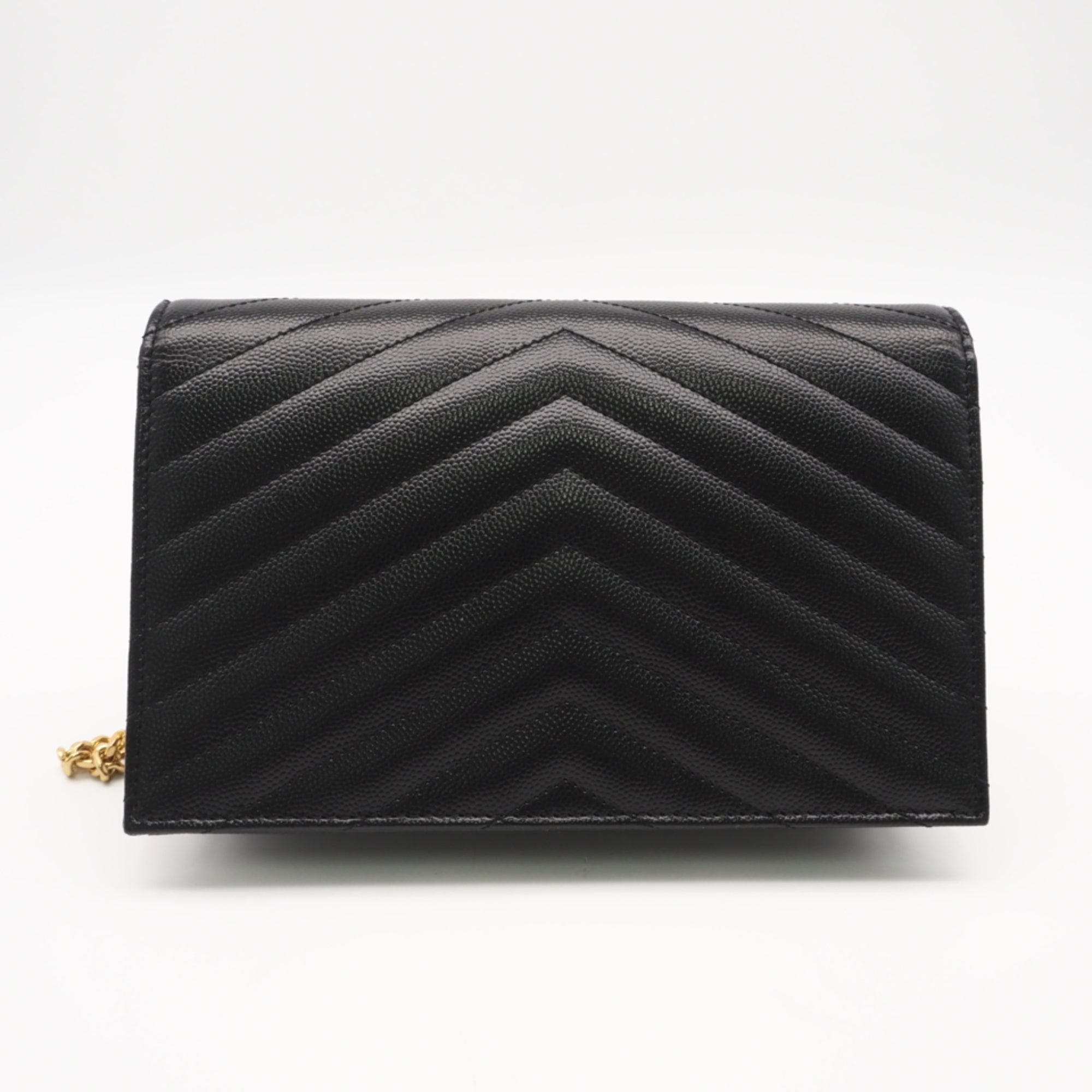 Yves Saint Laurent Black Leather Chain/Shoulder Wallet (Pre-Owned)