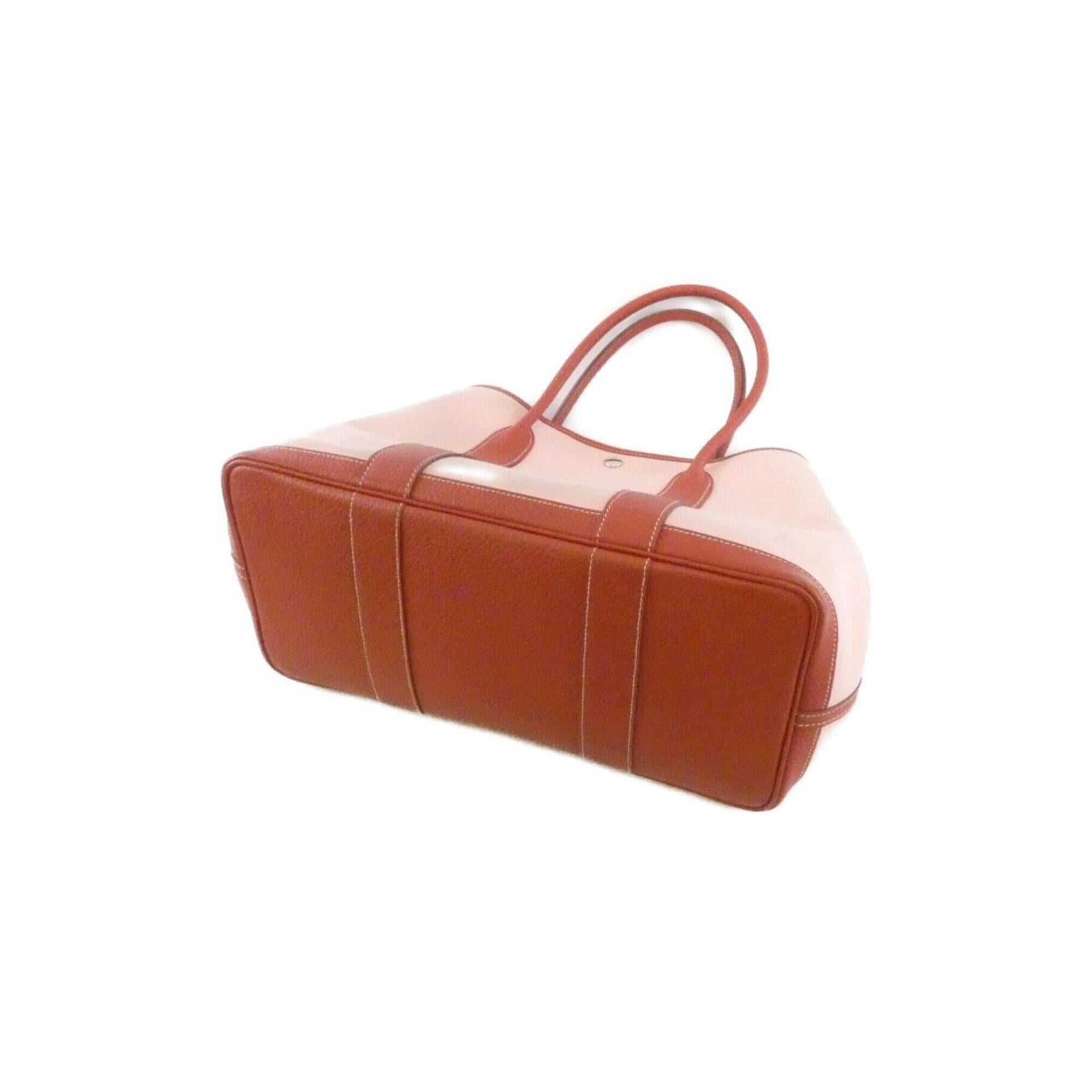 Hermes Rose Sakura Country Leather Toile Officier Handbag (Pre-Owned)