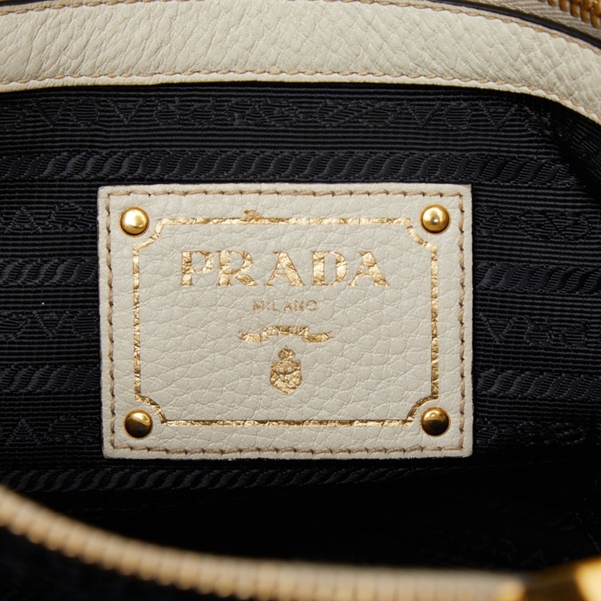 Prada White Leather Handbag Shoulder Bag (Pre-Owned)