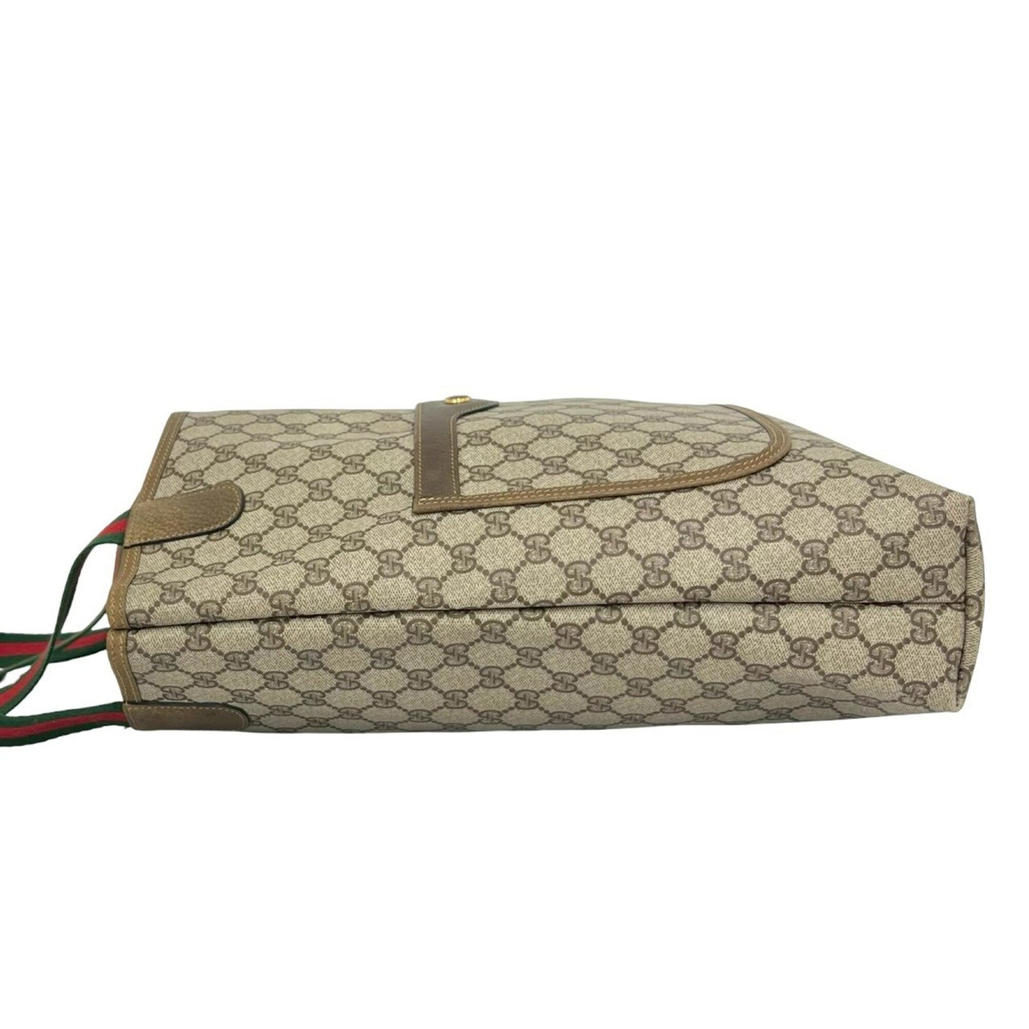 Gucci Brown Green Red Color Pvc Leather Handbag Tote Bag (Pre-Owned)