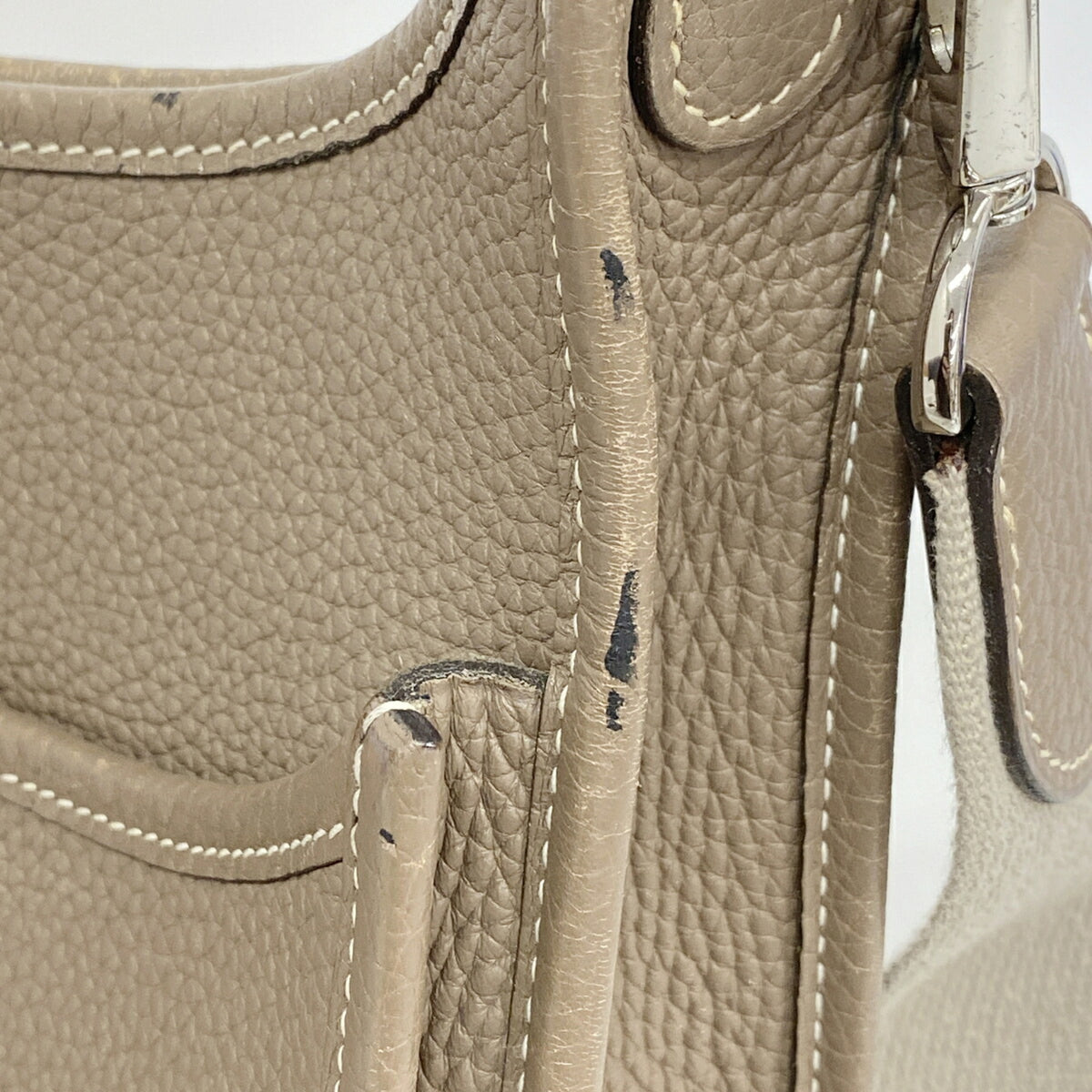 Hermes Etoupe Gray Taurillon Clemence Leather Shoulder Bag (Pre-Owned)