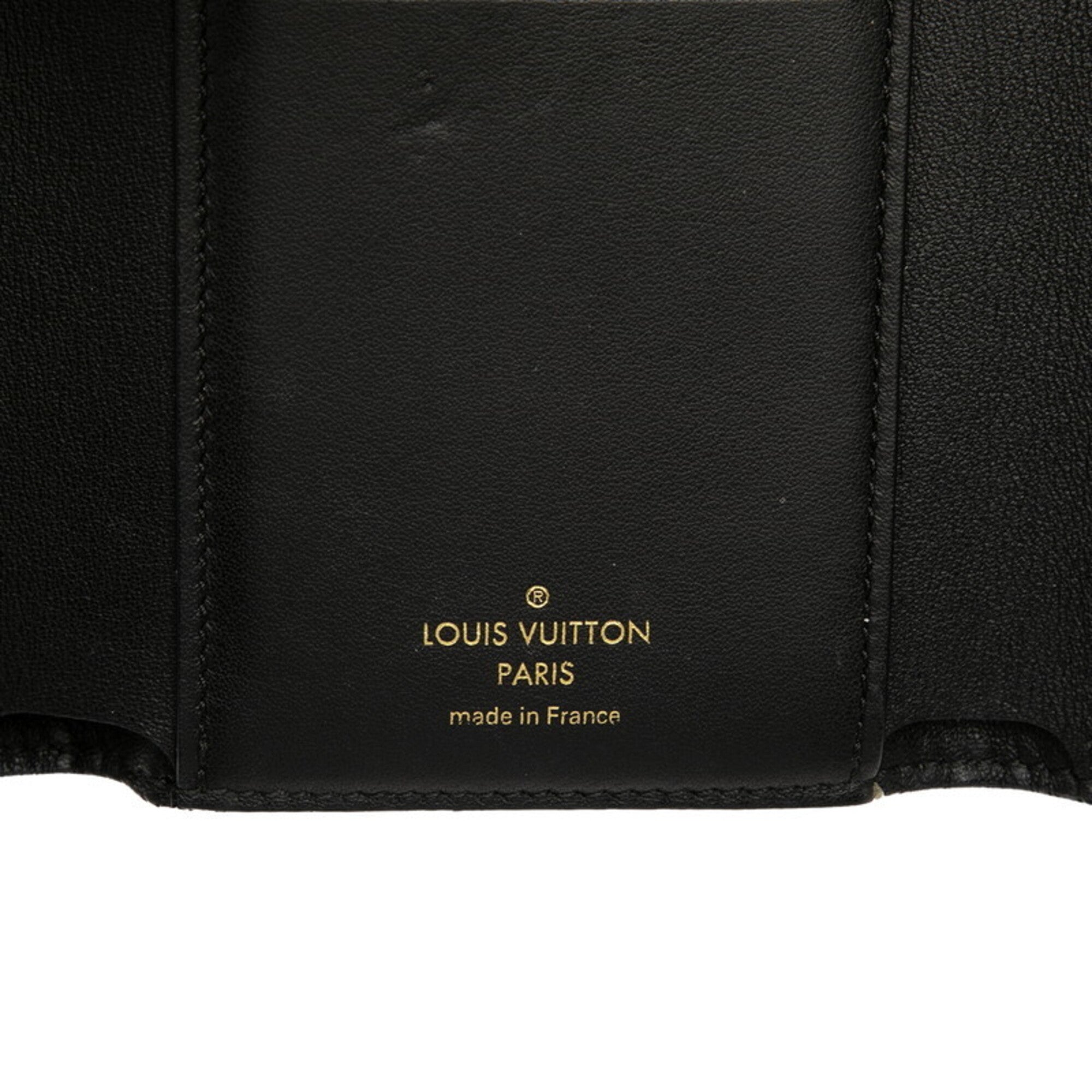 Louis Vuitton Black Leather Wallet (Tri-Fold) (Pre-Owned)