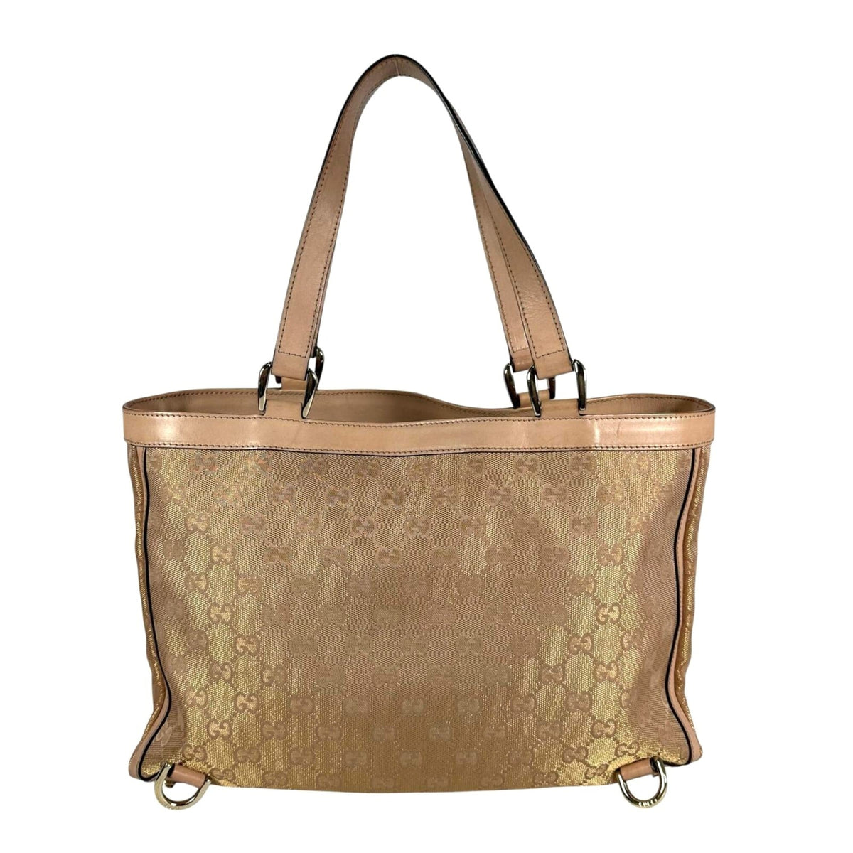 Gucci Gold Pink Beige Gg Canvas Tote Bag (Pre-Owned)