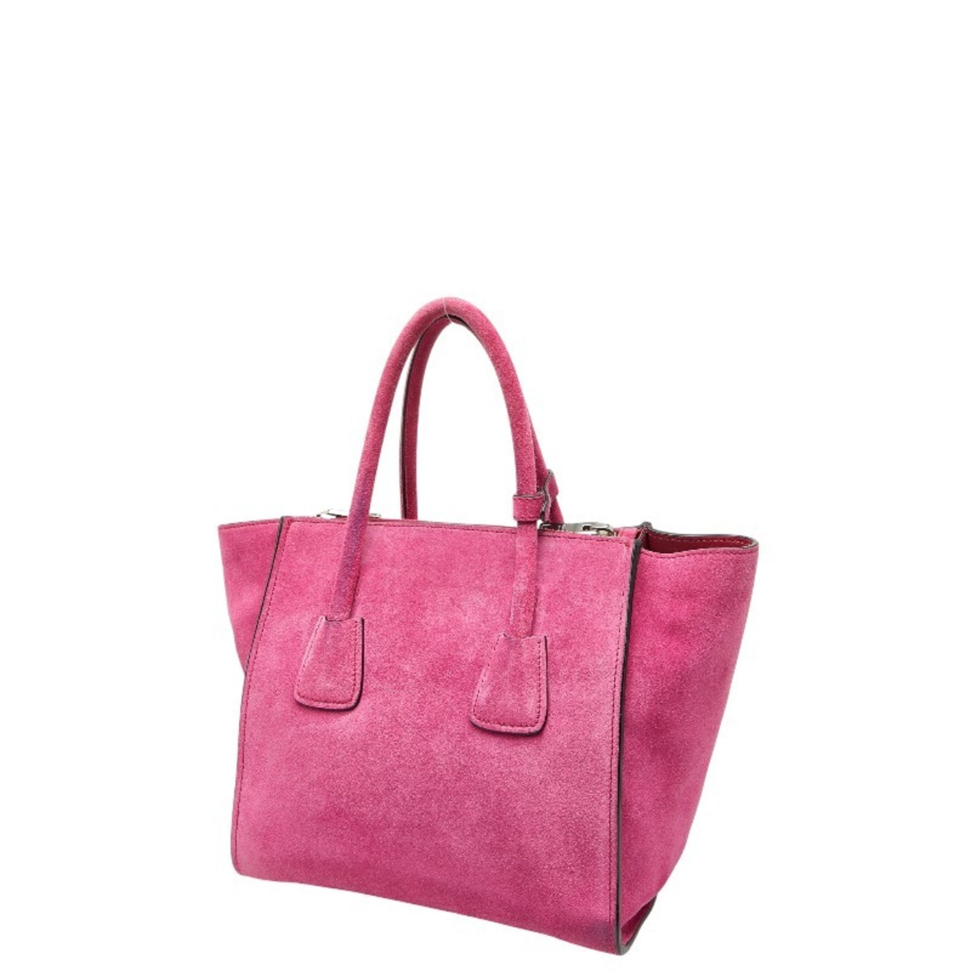 Prada Pink Suede Handbag Shoulder Bag (Pre-Owned)
