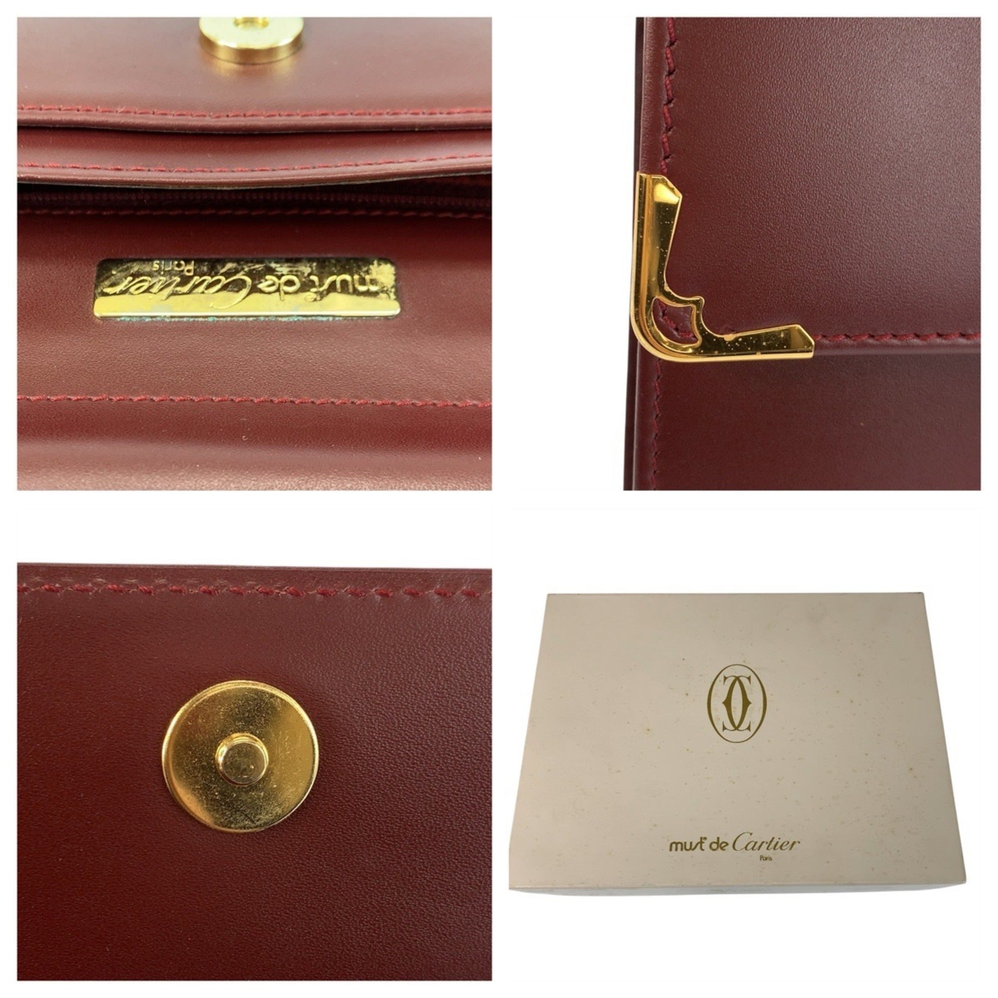 Cartier Bordeaux Leather Clutch Bag (Pre-Owned)