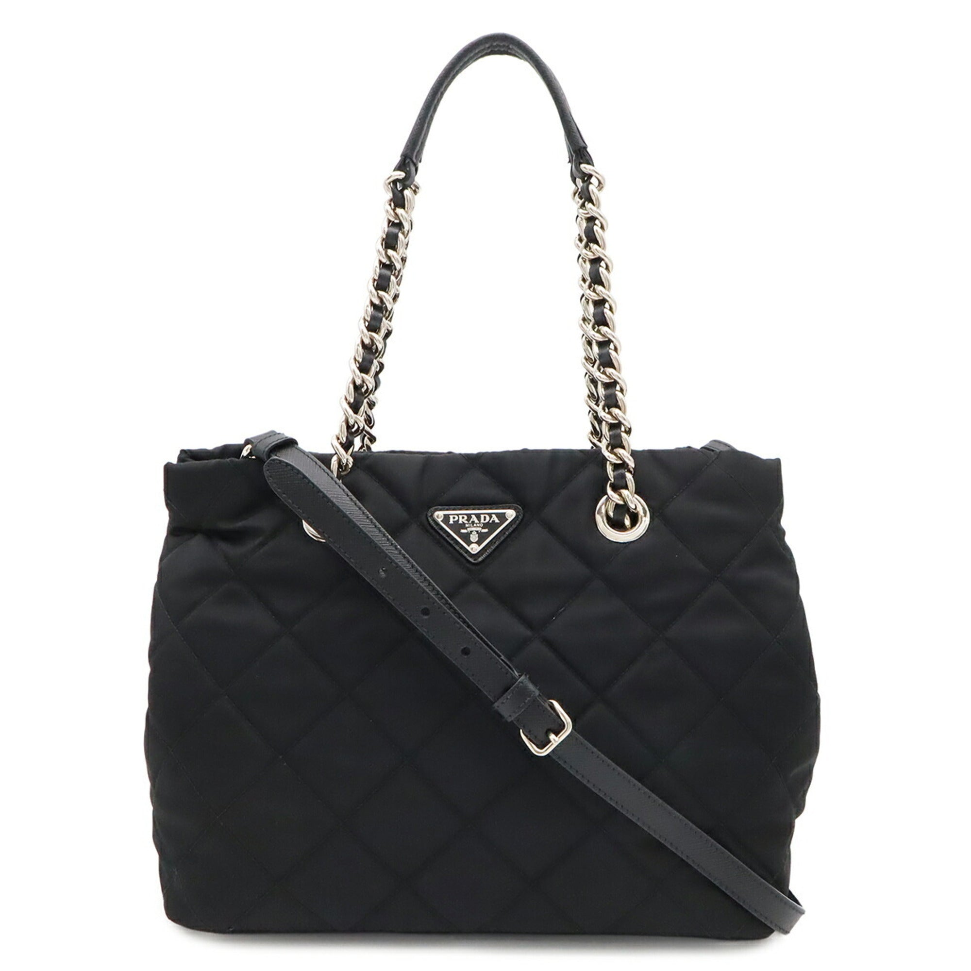 Prada Black Nero Nylon Leather Shoulder Bag (Pre-Owned)