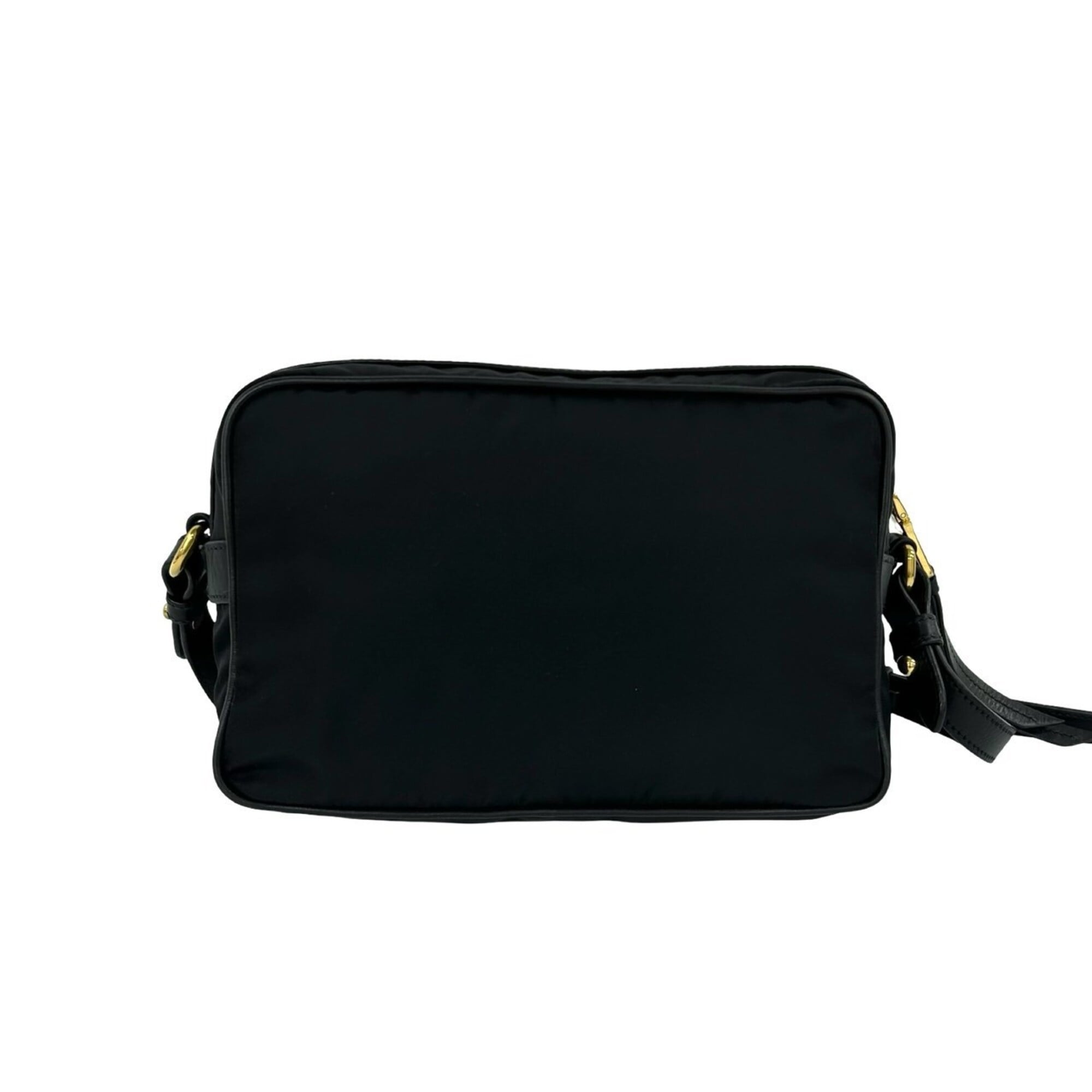 Prada Black Nylon Leather Pochette Shoulder Bag (Pre-Owned)