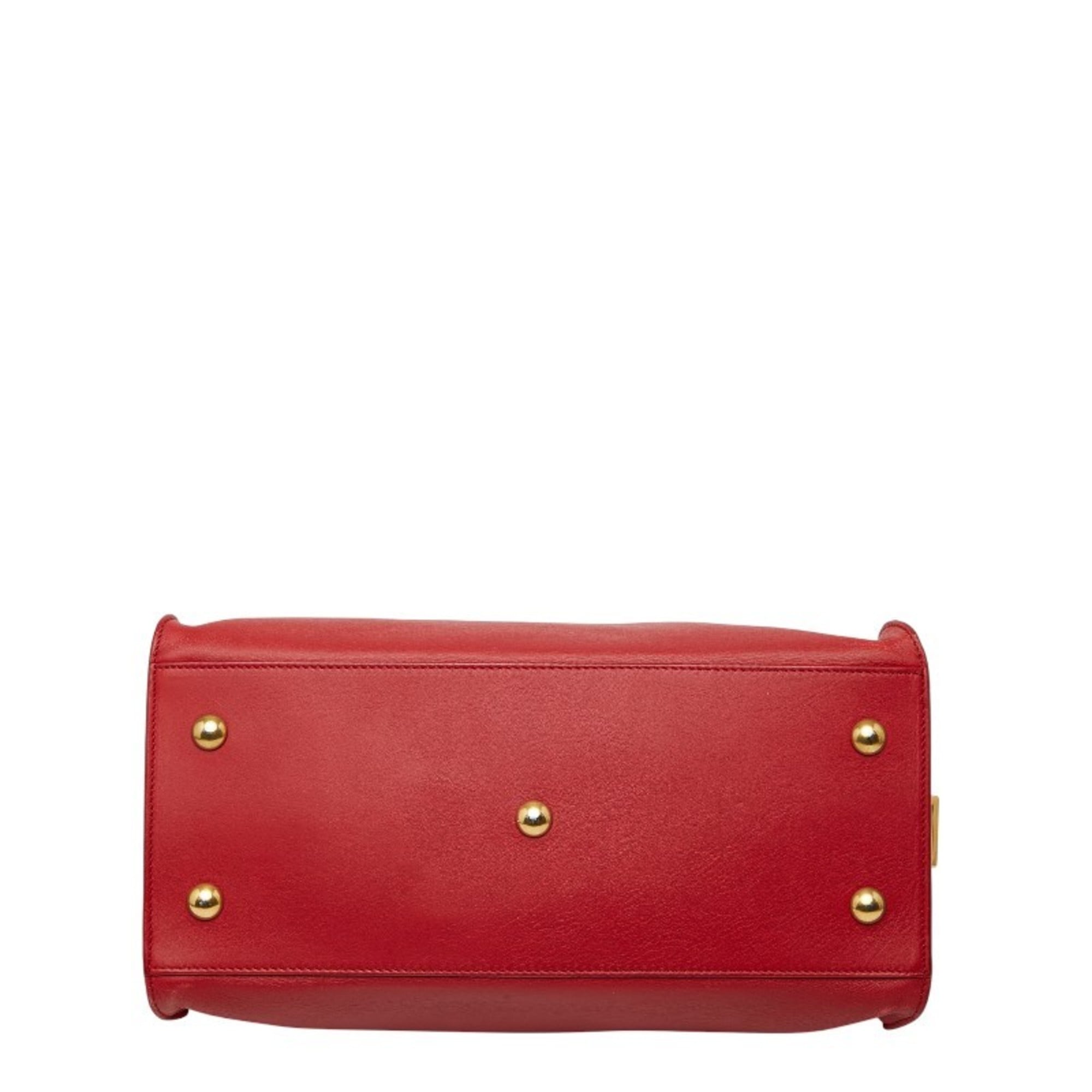 Saint Laurent Gold Red Color Leather Handbag Shoulder Bag (Pre-Owned)