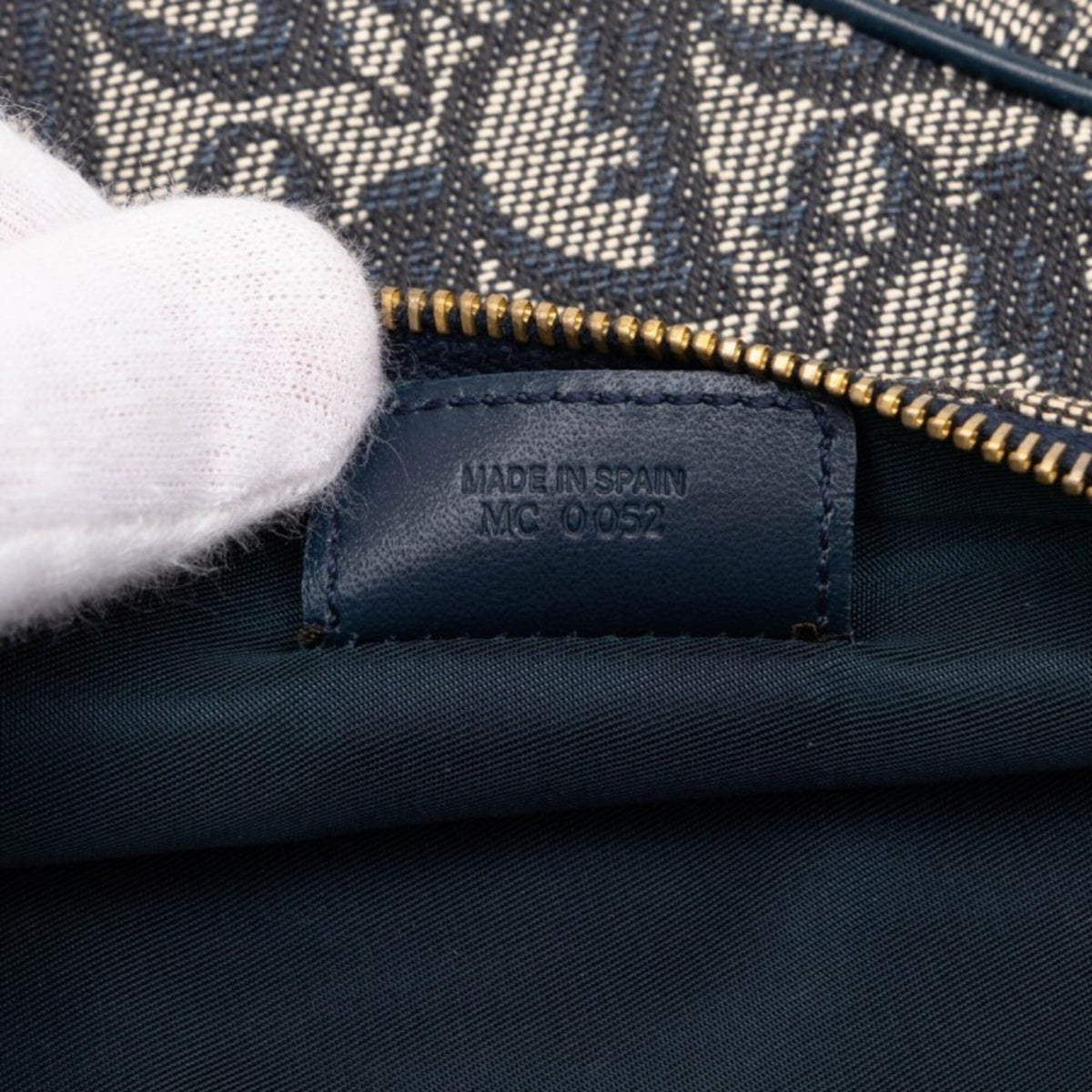 Christian Dior Trotter Navy Canvas Leather Handbag Pouch (Pre-Owned)