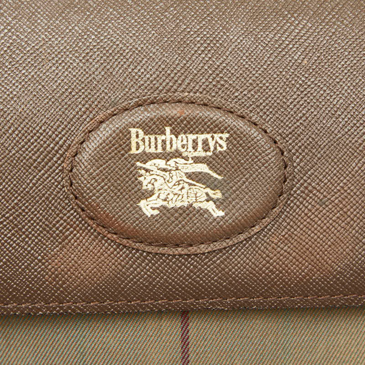 Burberry Khaki Brown Canvas Leather Clutch Bag (Pre-Owned)