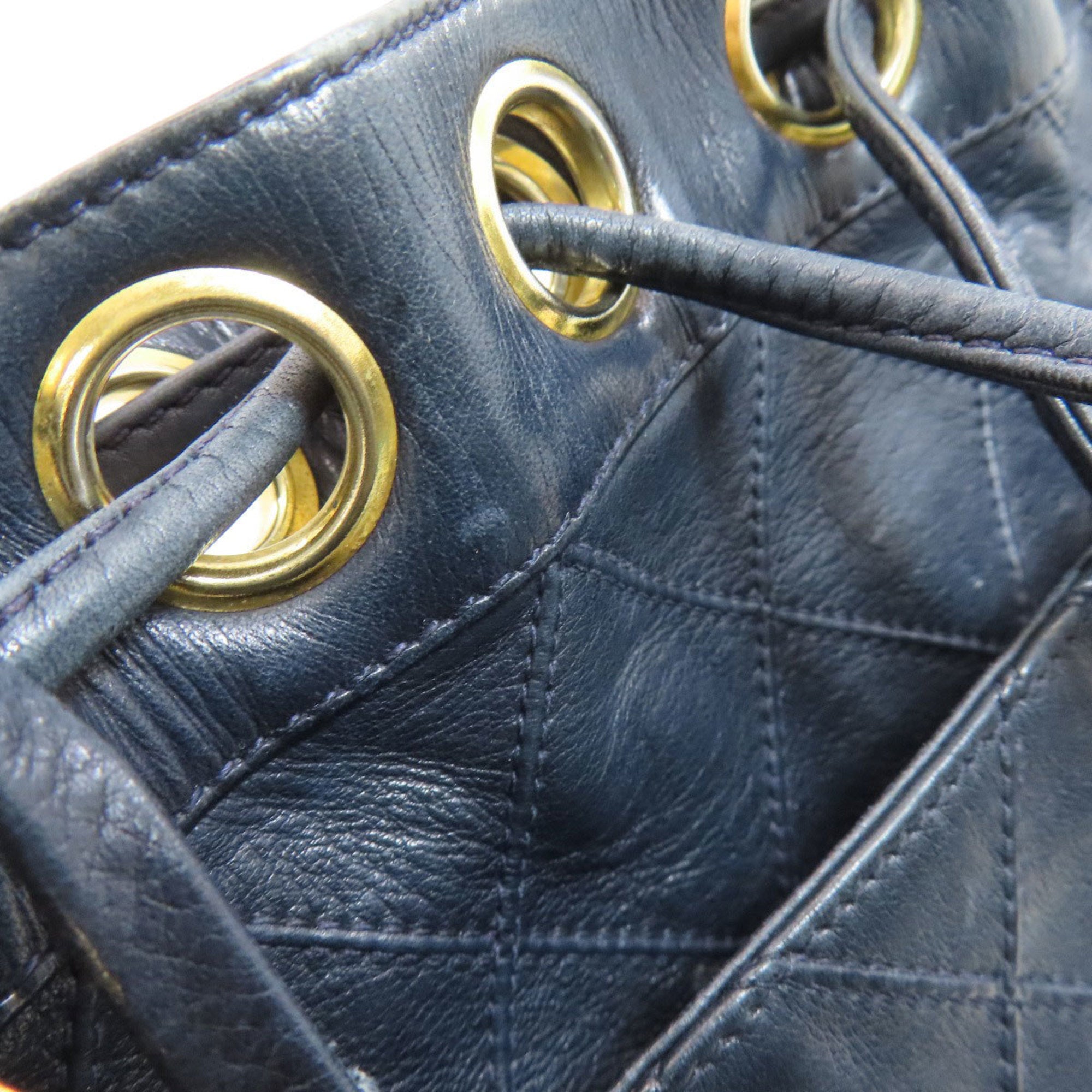 Chanel Navy Leather Pouch Shoulder Bag (Pre-Owned)