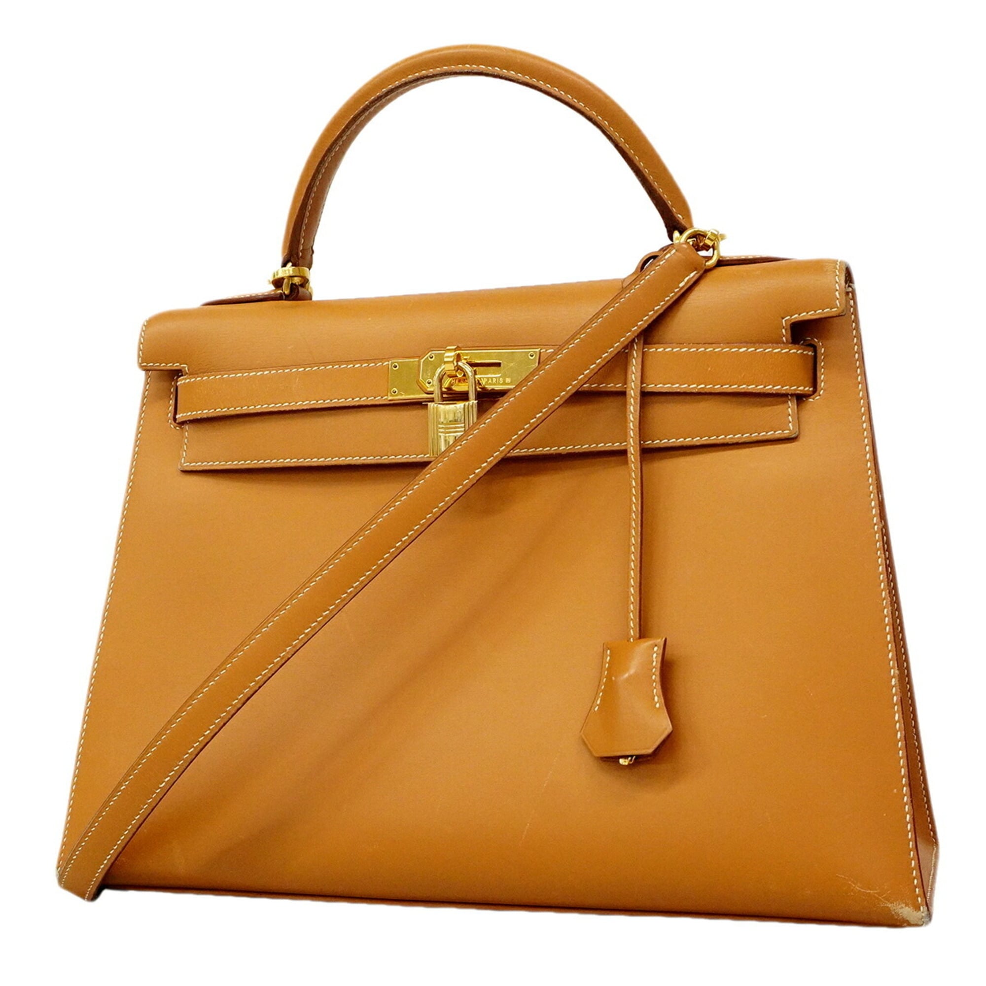 Hermes Natural Sable Box Calf Leather Handbag (Pre-Owned)