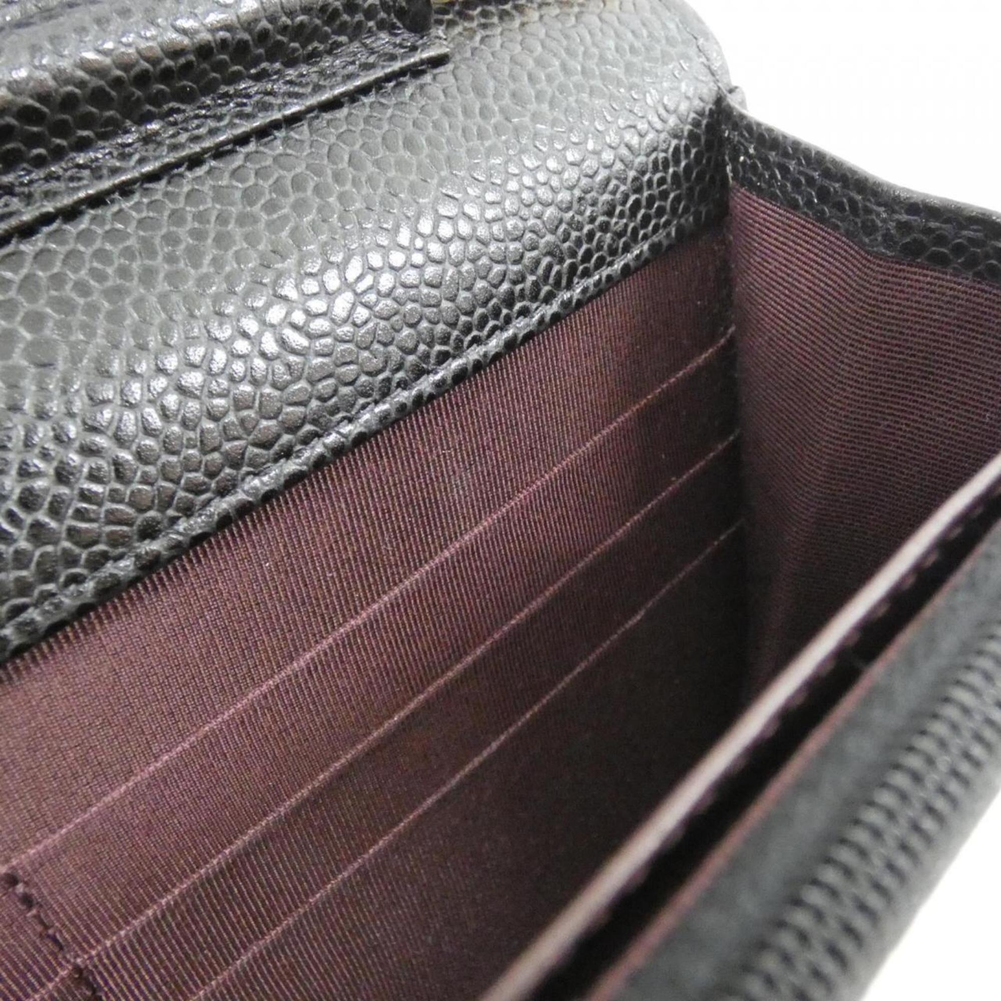 Chanel Black Bordeaux Grained Calfskin Chain/Shoulder Wallet (Pre-Owned)