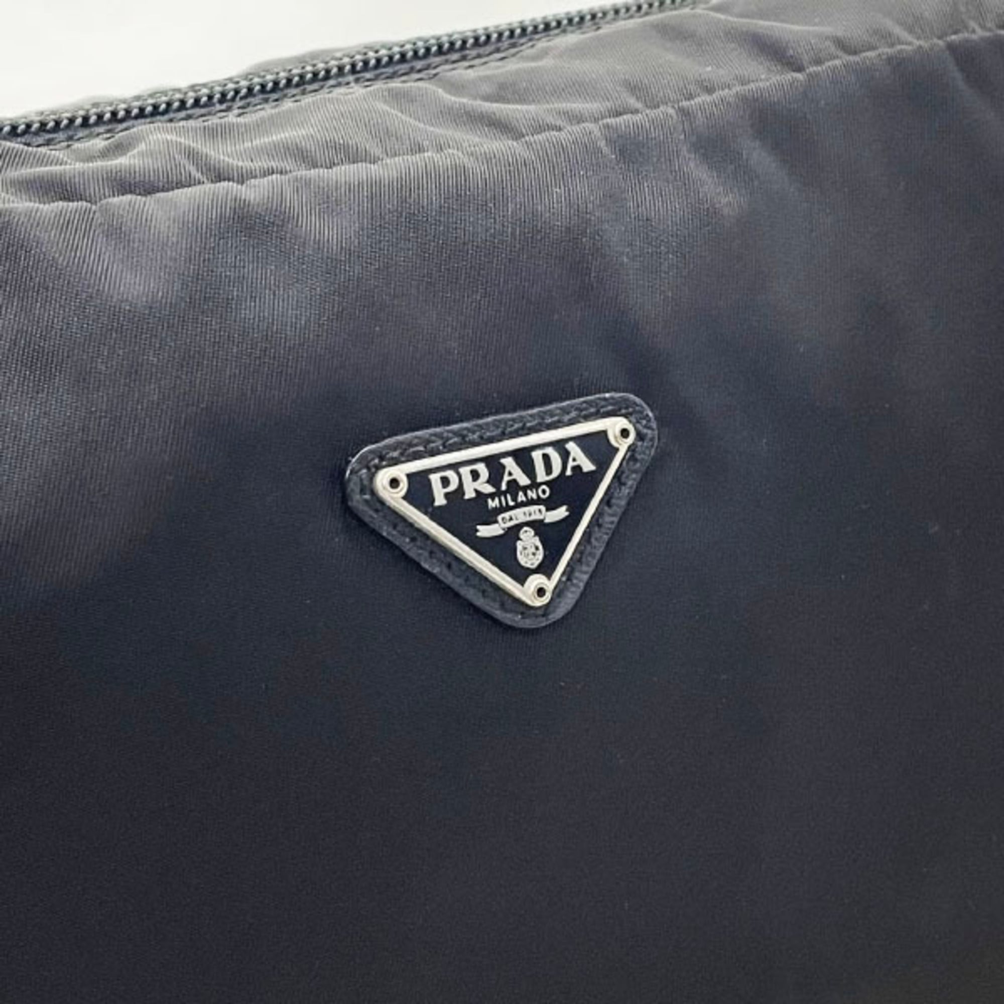 Prada Black Nero Nylon Leather Pouch (Pre-Owned)