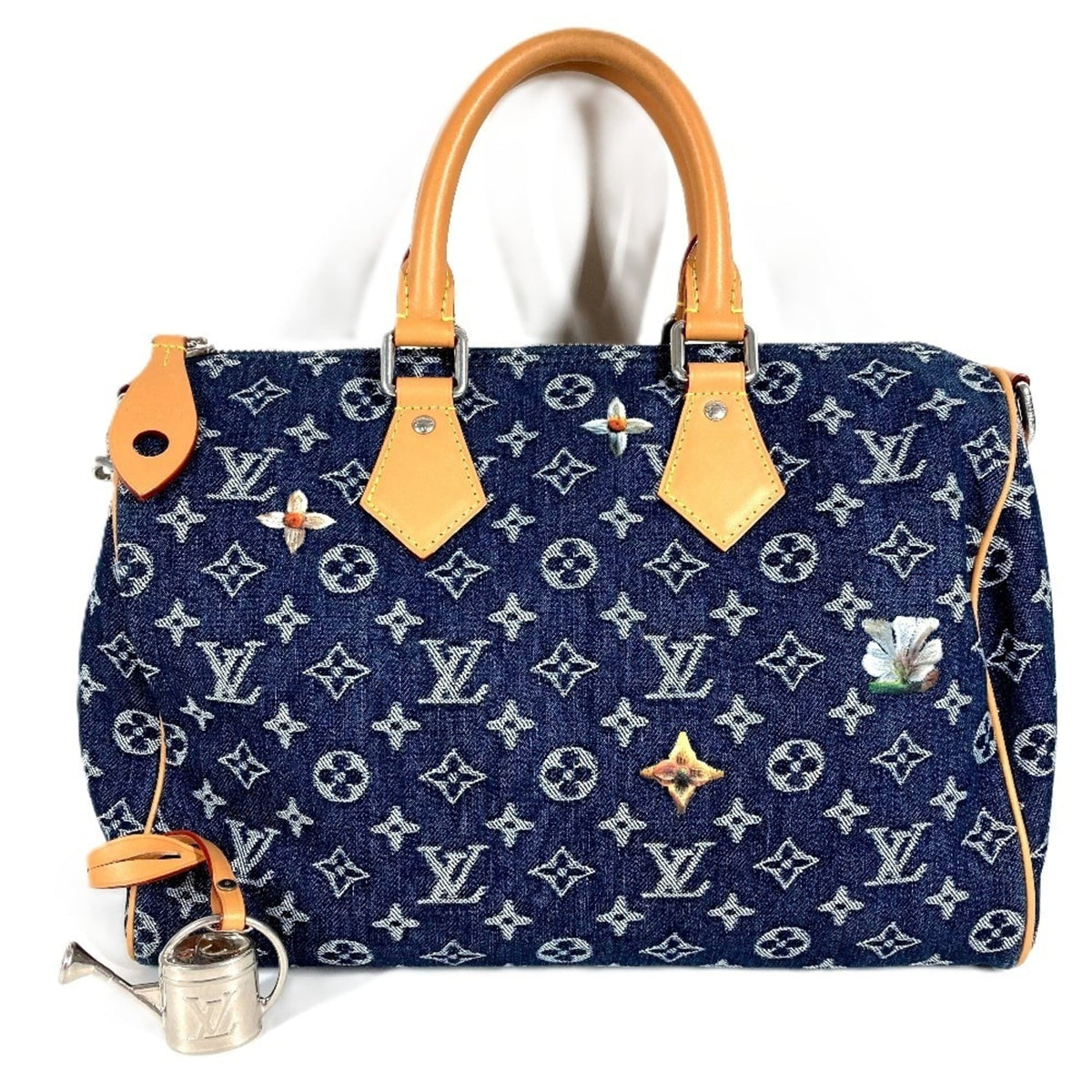 Louis Vuitton Blue Monogram Denim Boston Bag Handbag Tote Bag (Pre-Owned)