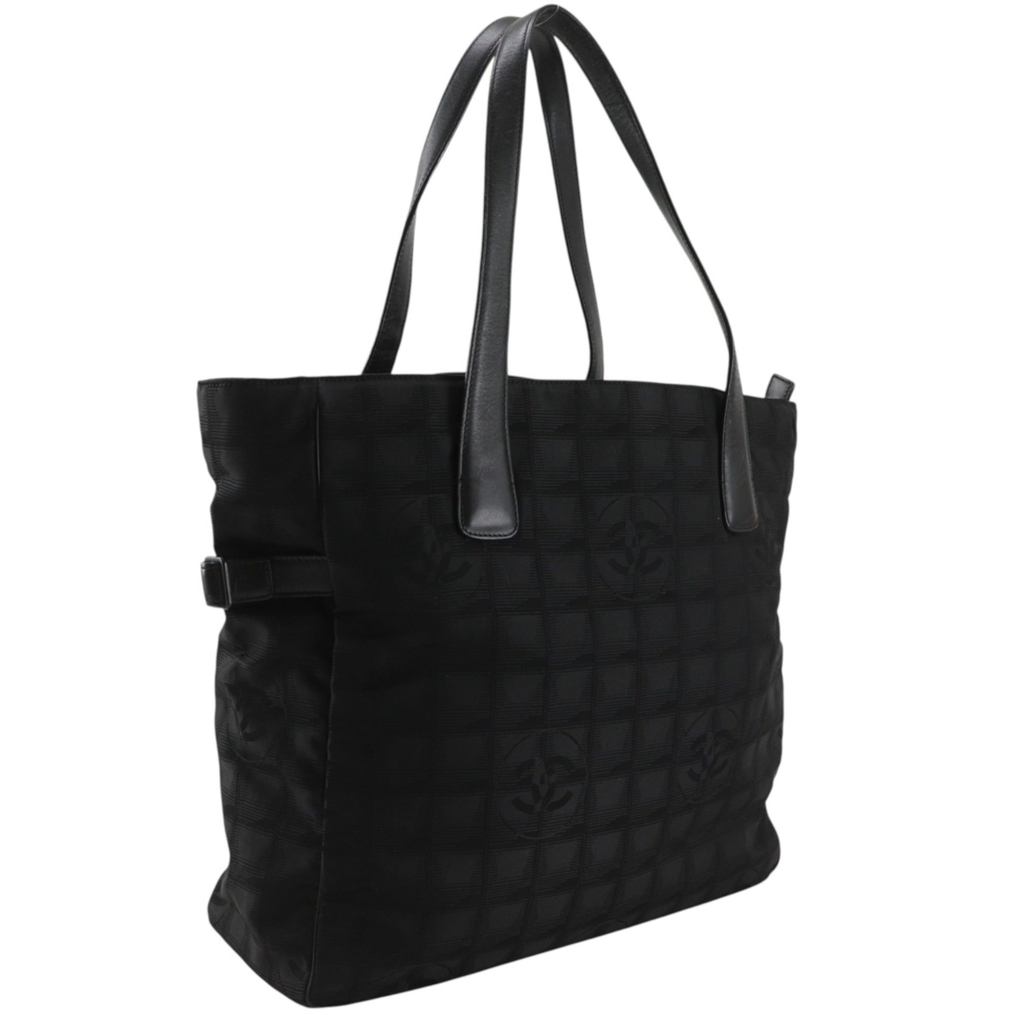 Chanel New Travel Line Black Nylon Canvas Tote Bag Weekend Bag (Pre-Owned)