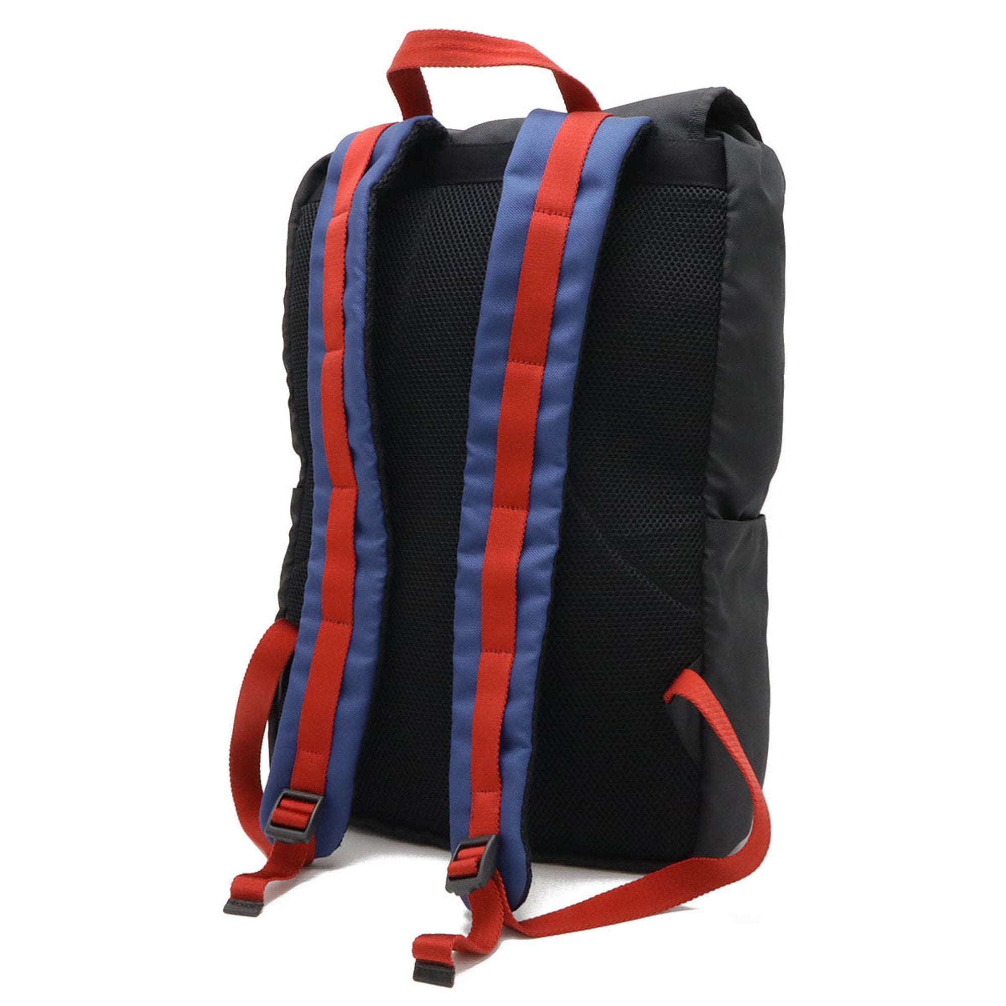 Gucci Black Green Navy Red Color Leather Canvas Backpack (Pre-Owned)