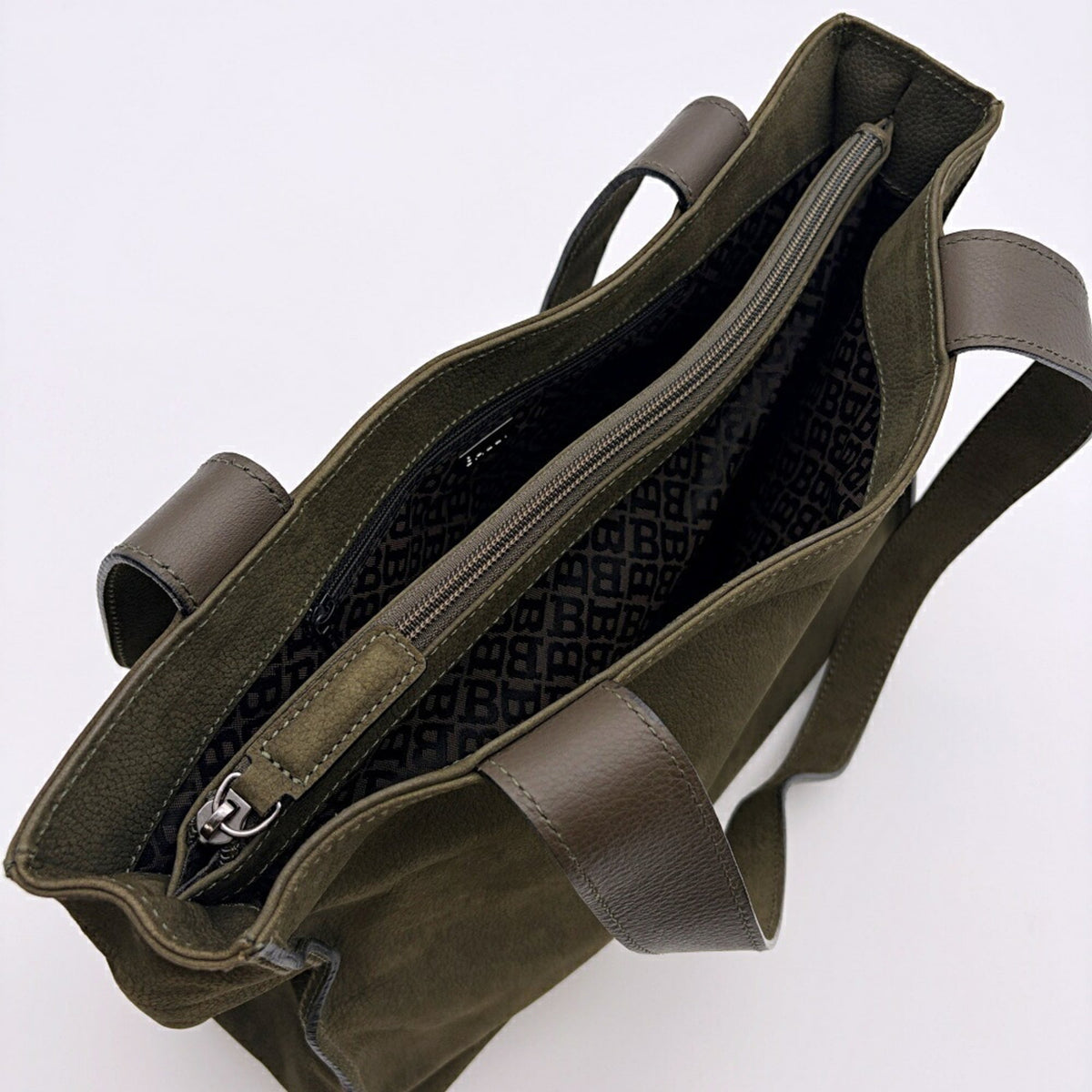 Bally Green Khaki Suede Leather Shoulder Bag Tote Bag (Pre-Owned)