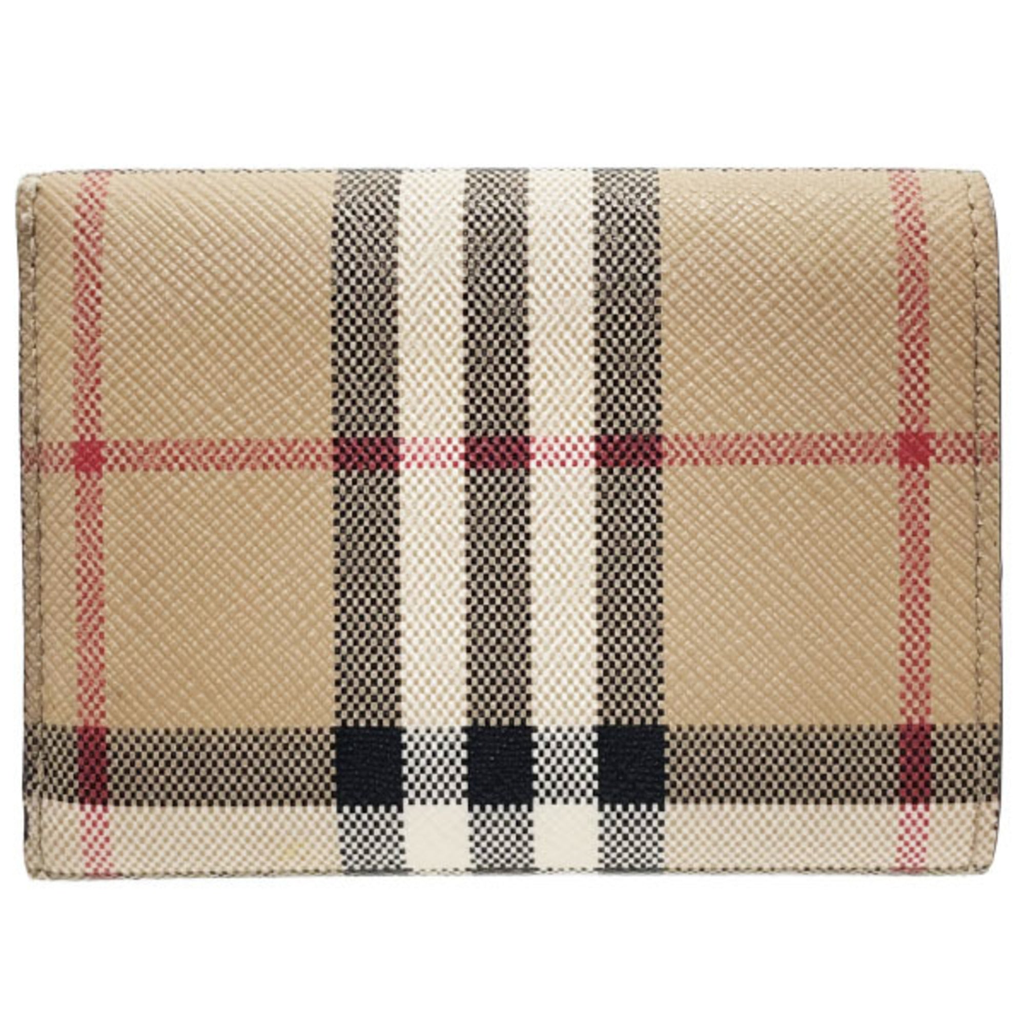 Burberry Beige Black Pvc Leather Wallet (Tri-Fold) (Pre-Owned)