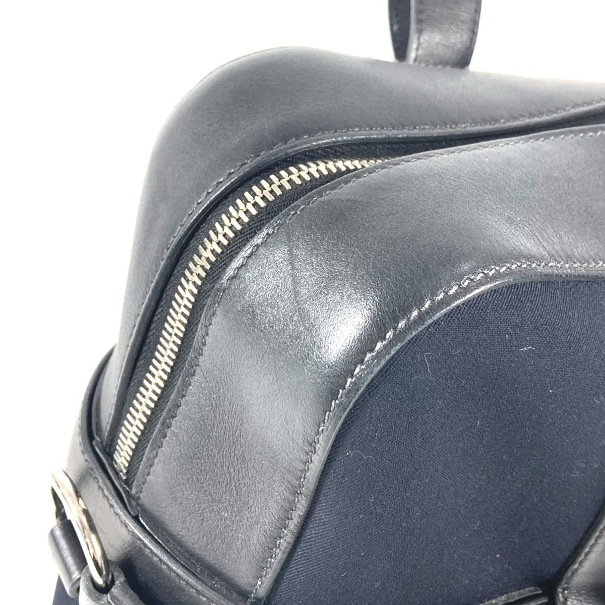 Hermes Black Canvas Leather Briefcase Handbag Tote Bag (Pre-Owned)