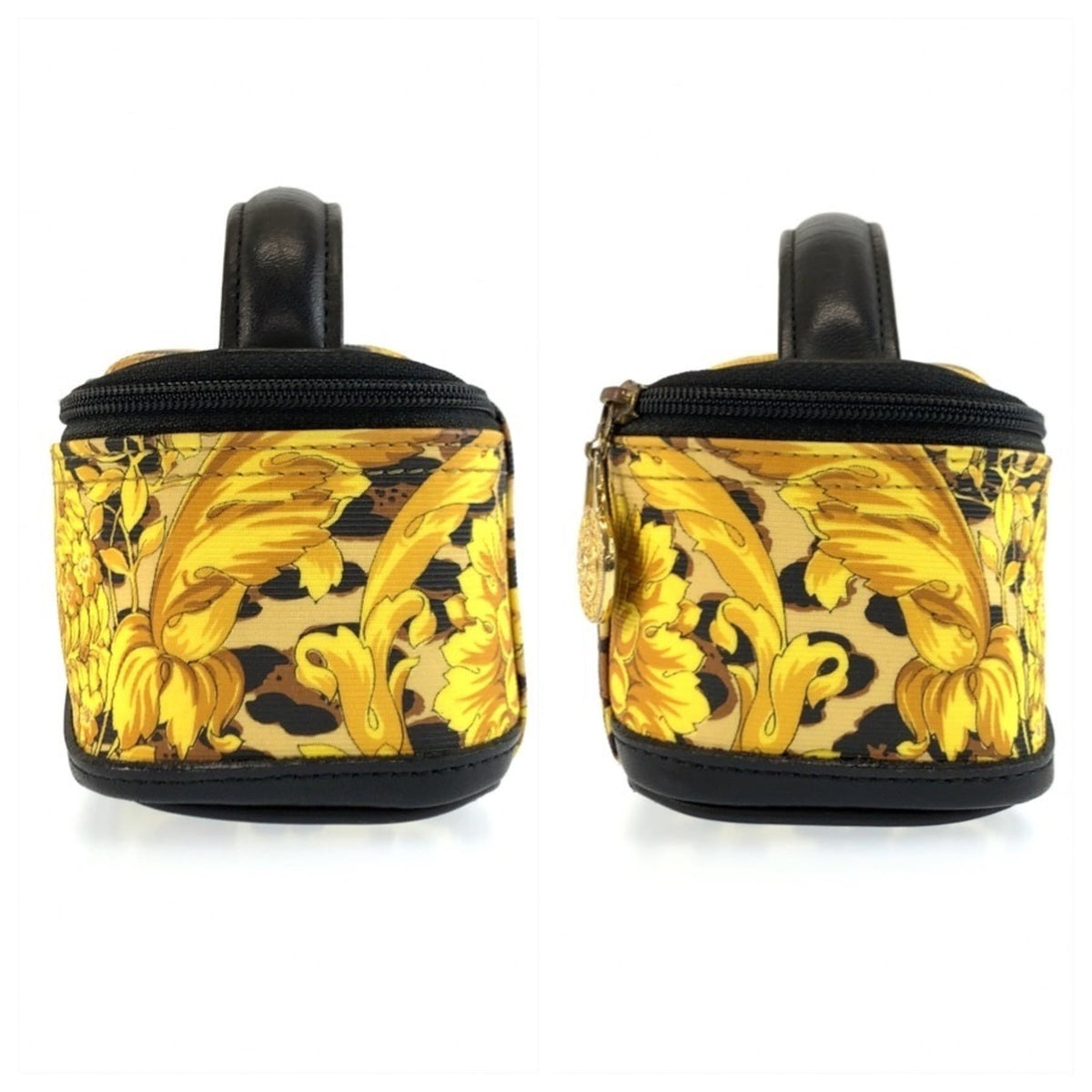 Versace Black Yellow Pvc Handbag Pouch Vanity Bag (Pre-Owned)