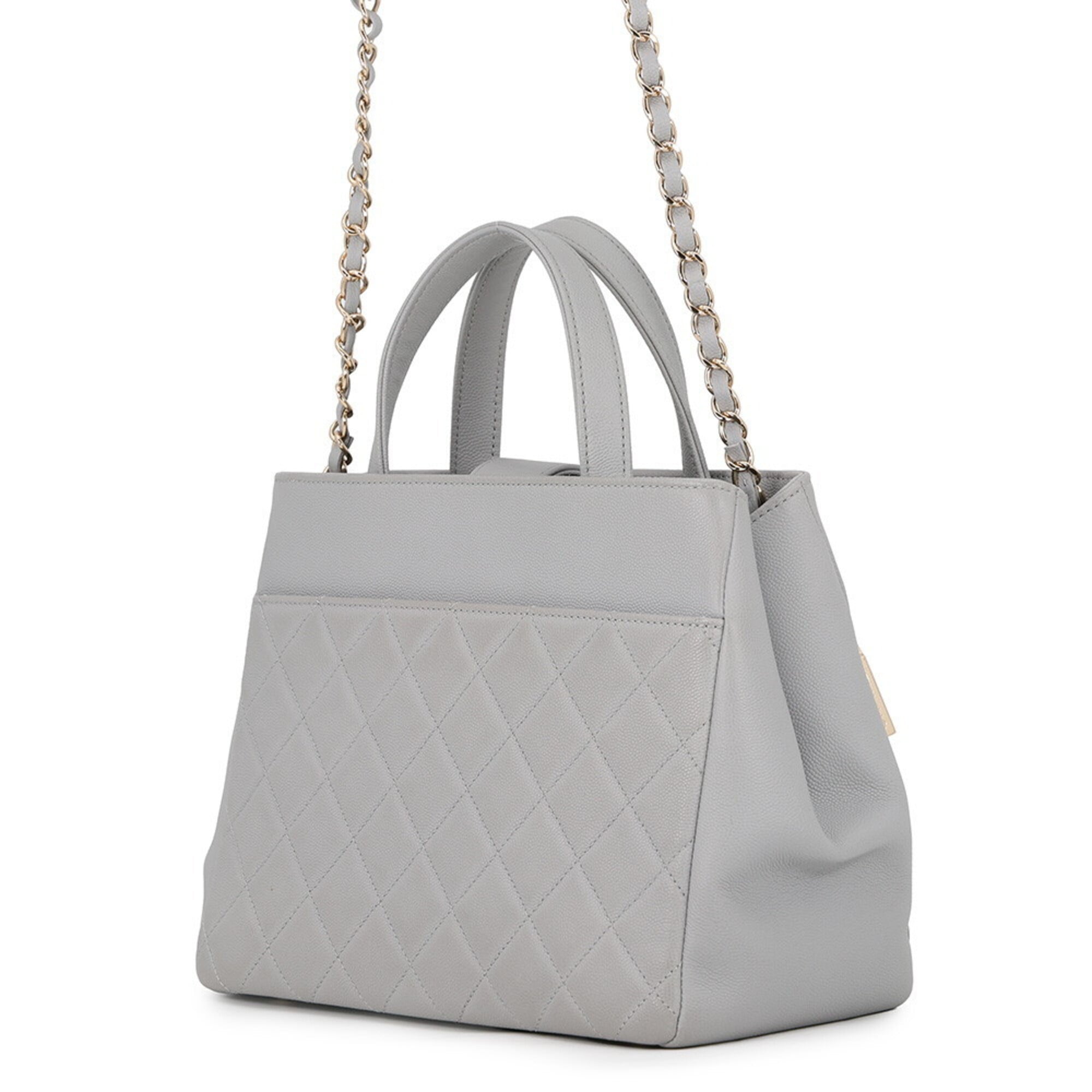 Chanel Matelasse Gray Grained Calfskin Handbag Shoulder Bag (Pre-Owned)