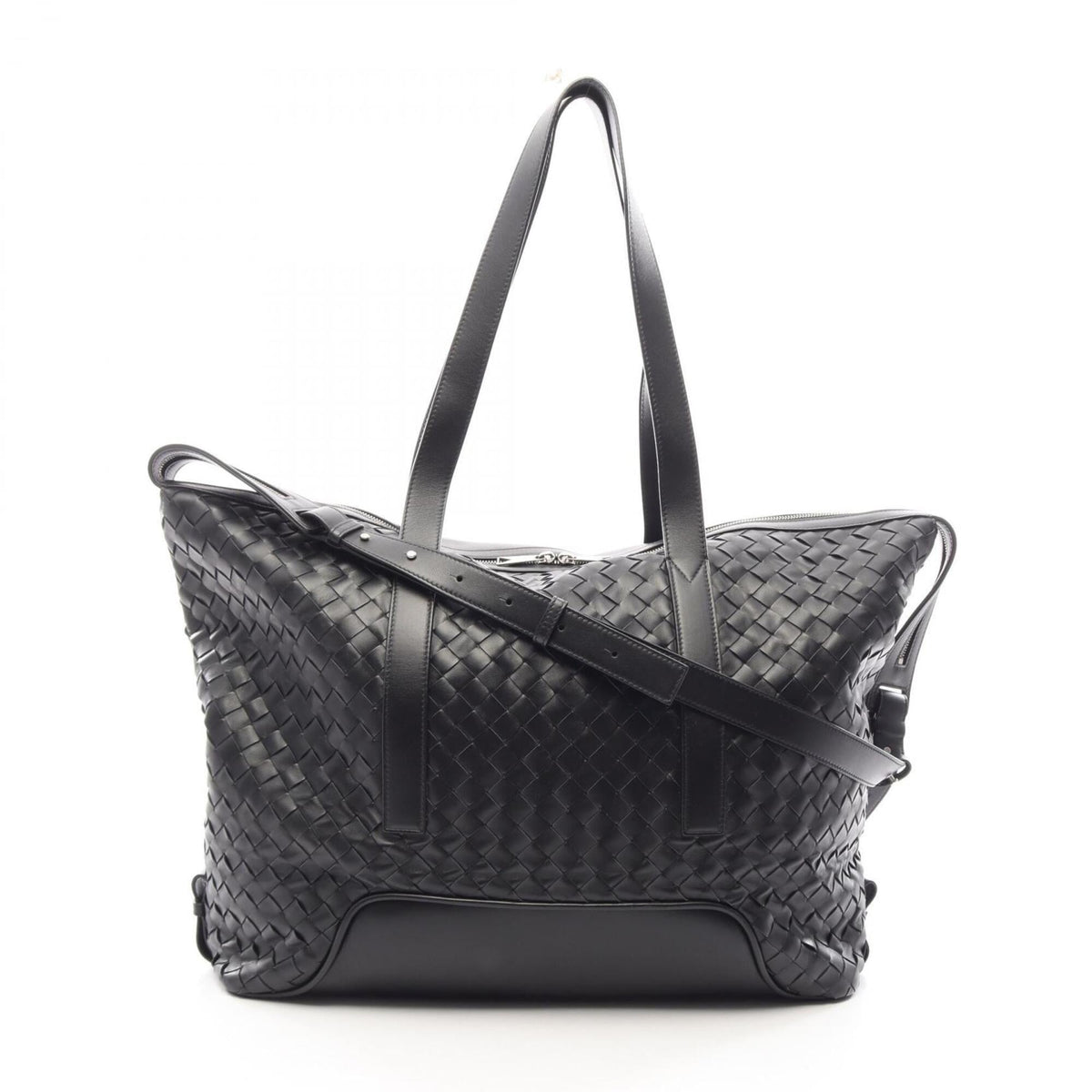 Bottega Veneta Black Leather Handbag Tote Bag (Pre-Owned)