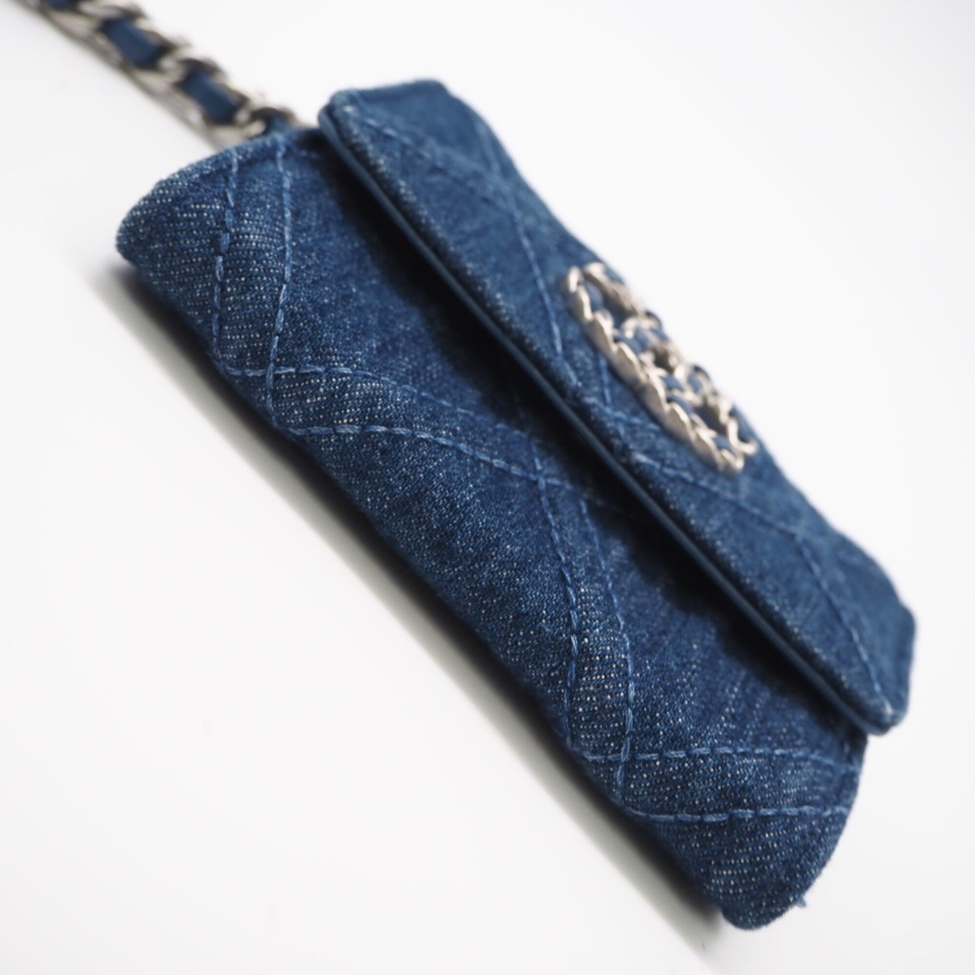 Chanel Denim Blue Denim Leather Shoulder Bag (Pre-Owned)