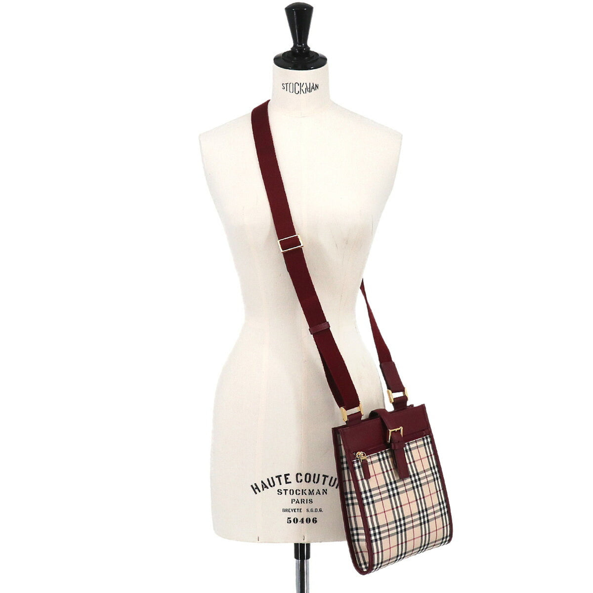 Burberry Beige Bordeaux Canvas Handbag Shoulder Bag (Pre-Owned)