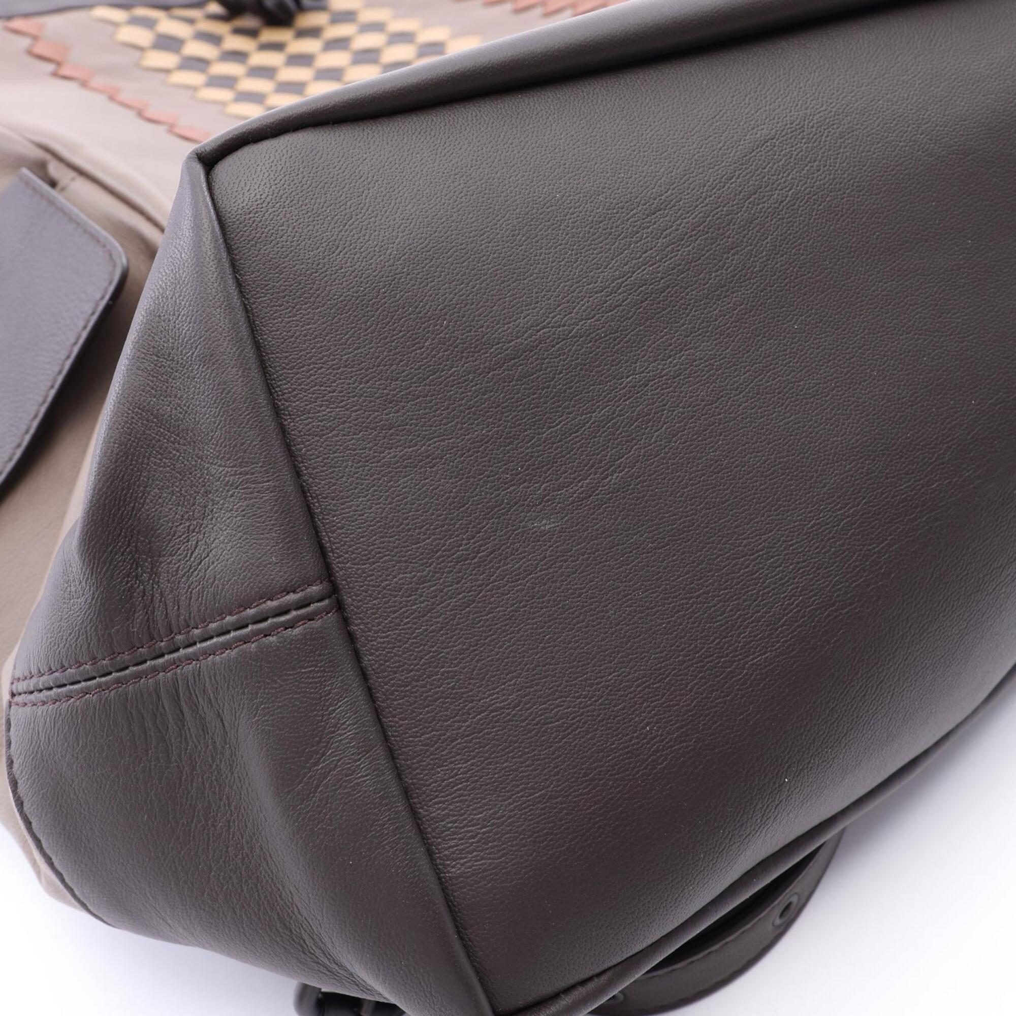 Bottega Veneta Intrecciato Brown Gray Multi-Color Leather Backpack (Pre-Owned)