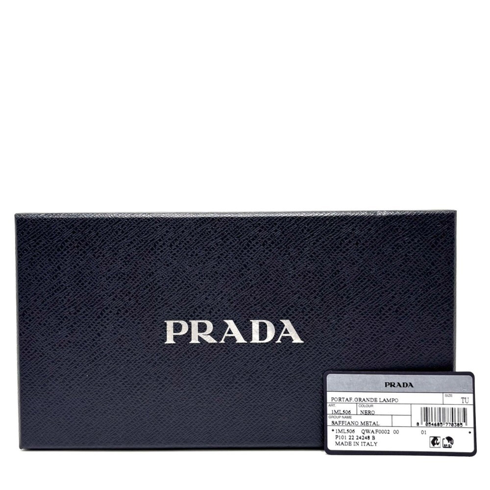 Prada Black Leather Long Wallet (Bi-Fold) (Pre-Owned)