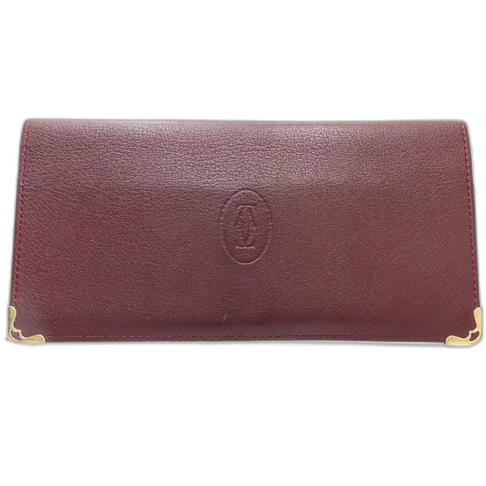 Cartier Bordeaux Leather Long Bill Wallet (Bi-Fold) (Pre-Owned)