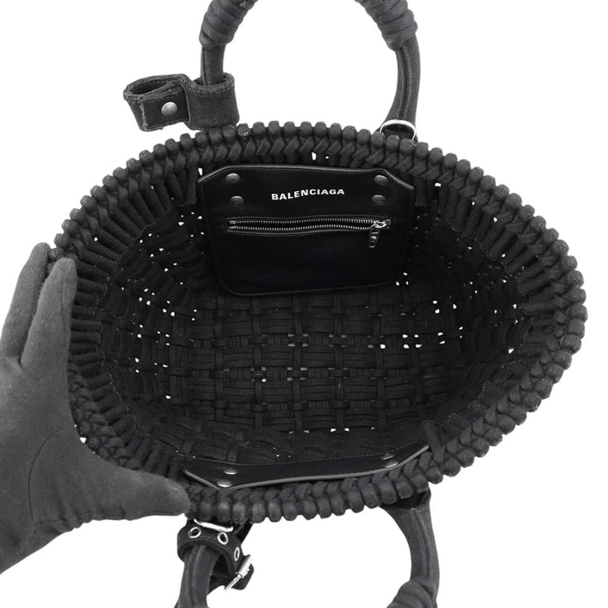 Balenciaga Black Canvas Basket Handbag (Pre-Owned)