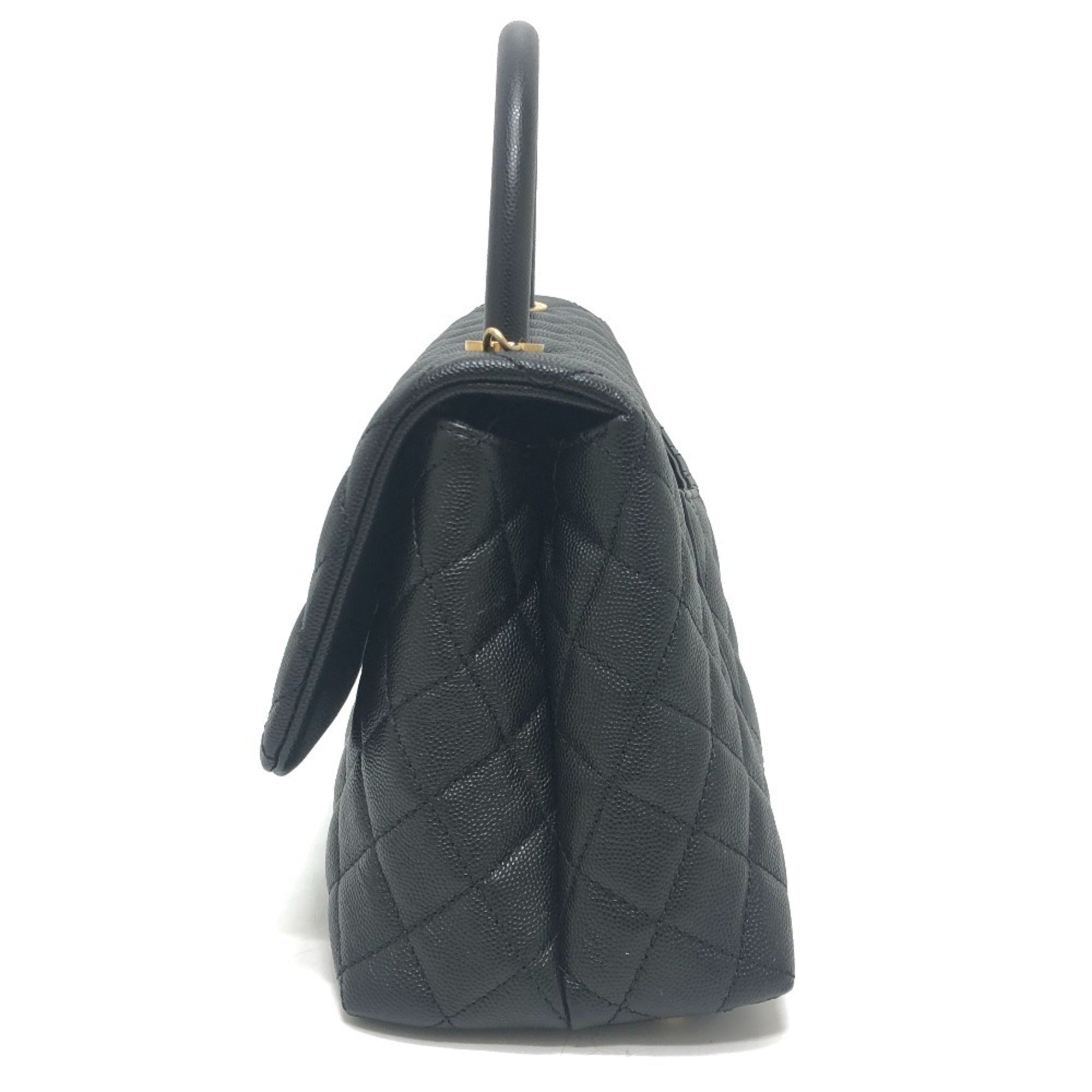 Chanel Matelasse Black Grained Calfskin Handbag Shoulder Bag (Pre-Owned)